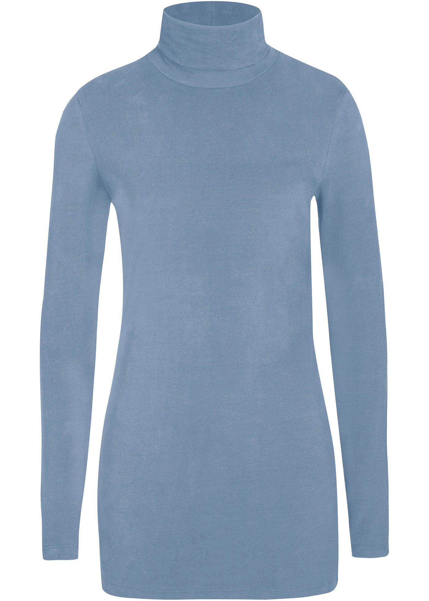 T-shirt long extensible en coton à col roulé, toucher doux