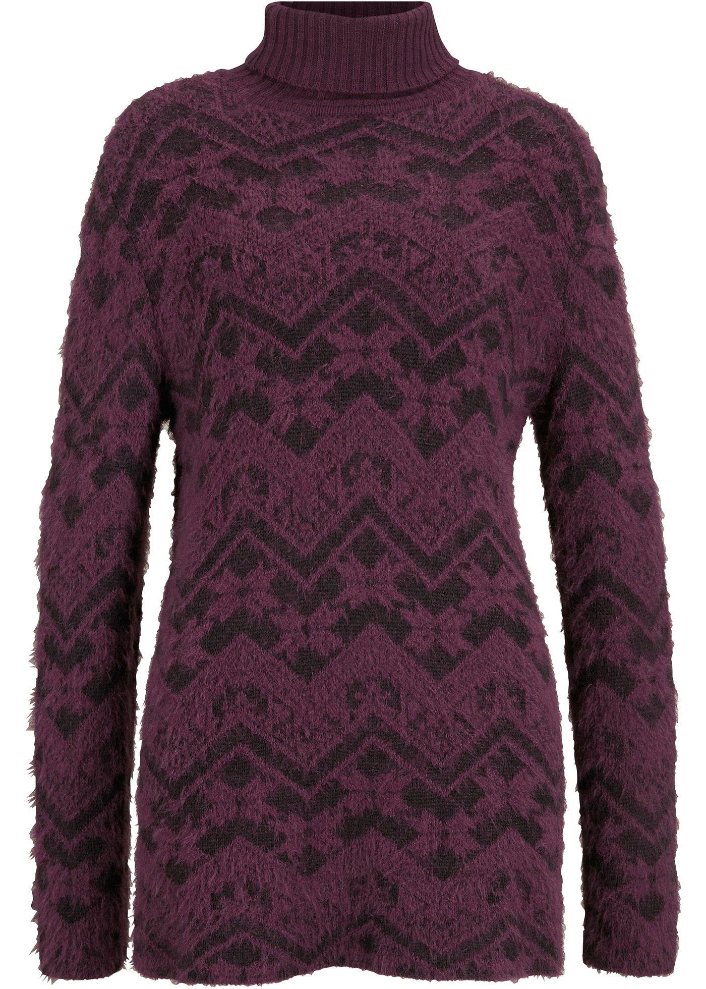 Pull col roulé avec fil duveteux