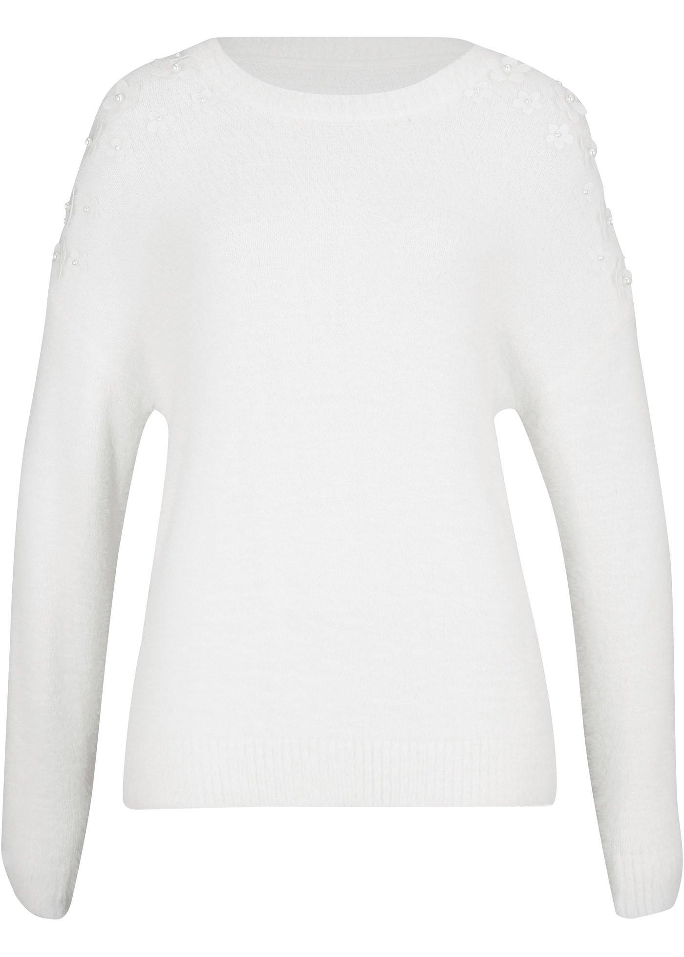 Pull en fil duveteux avec application