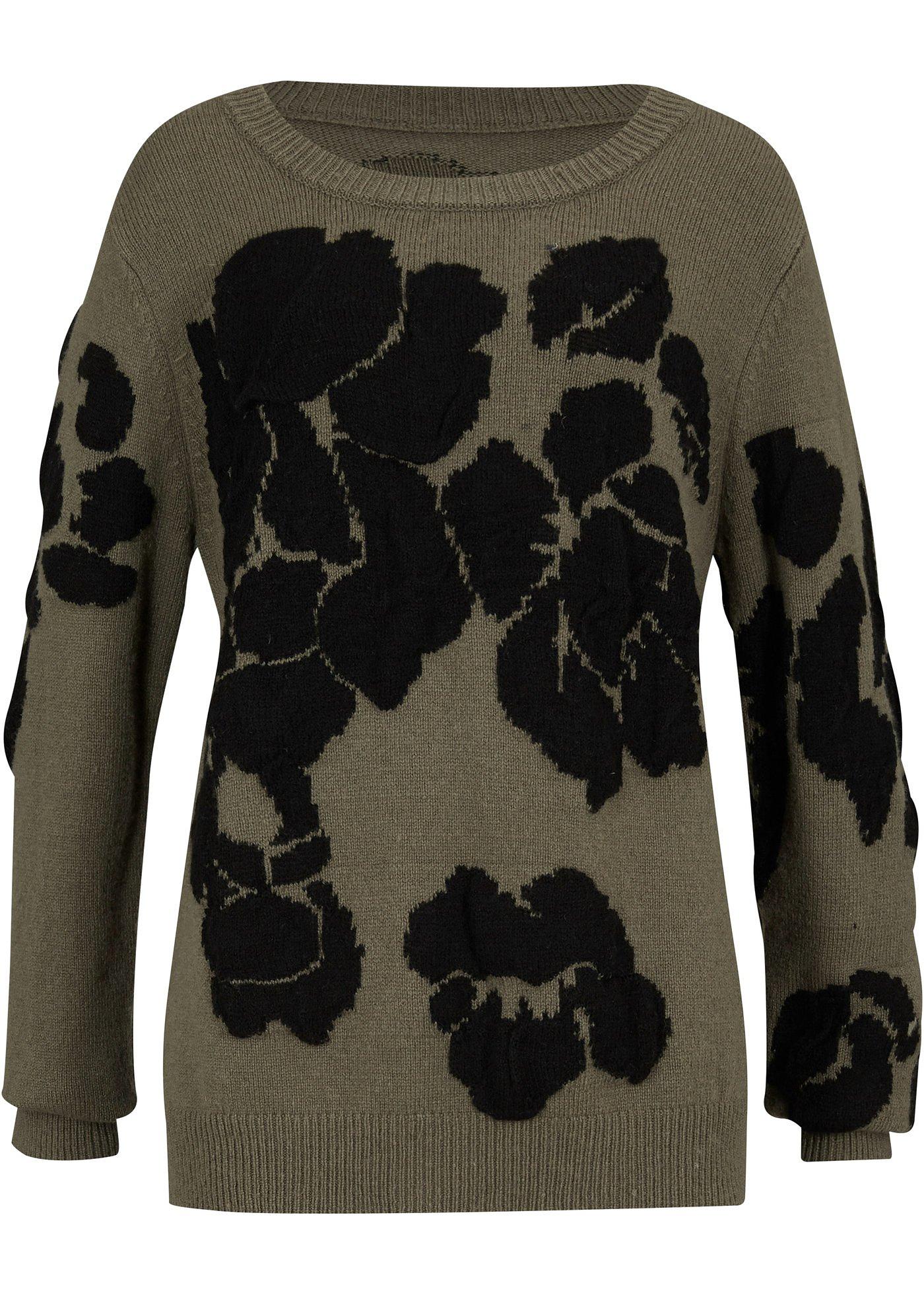 Pull à teneur en laine avec application florale