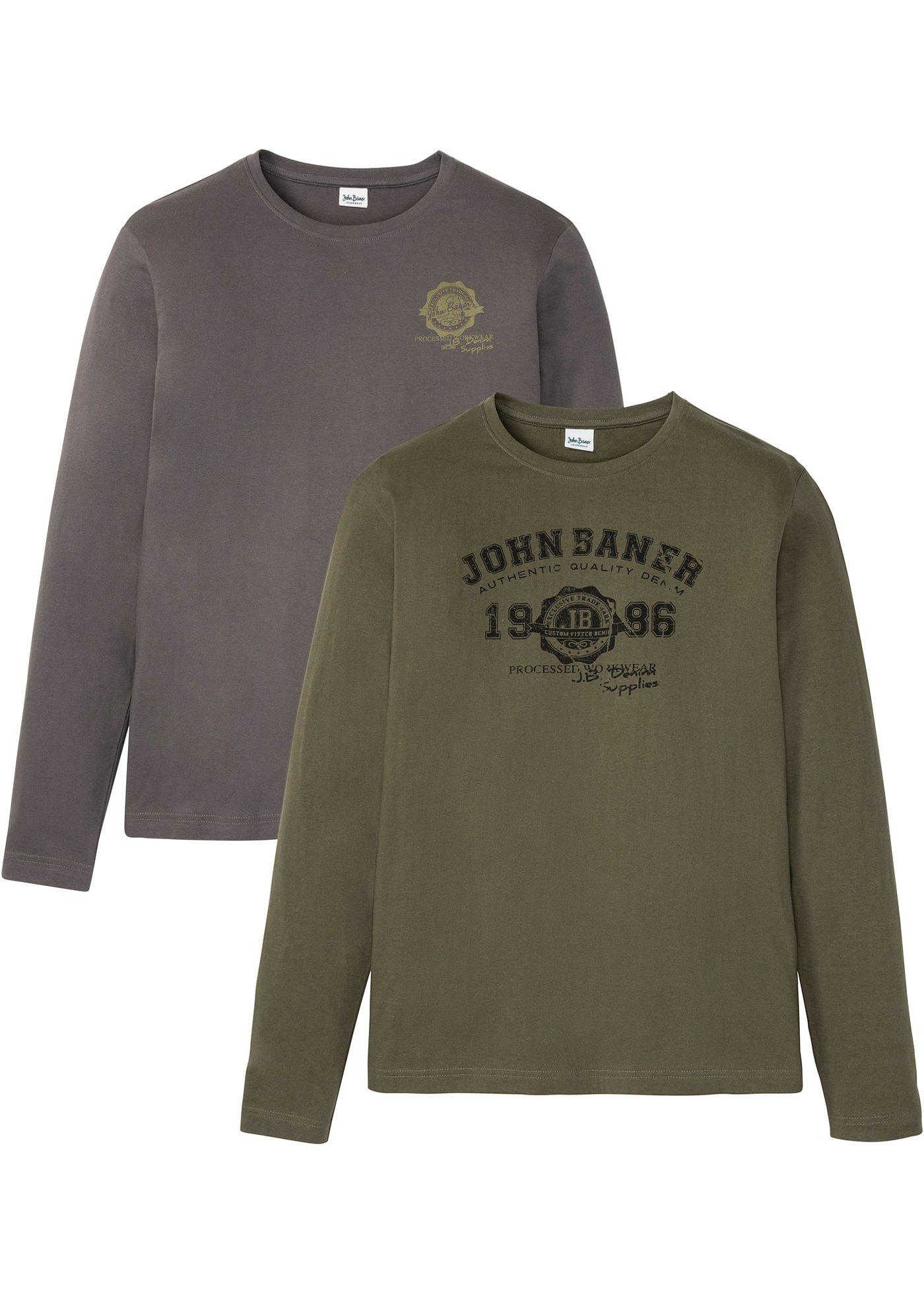 Lot de 2 T-shirts manches longues en coton doux sur la peau