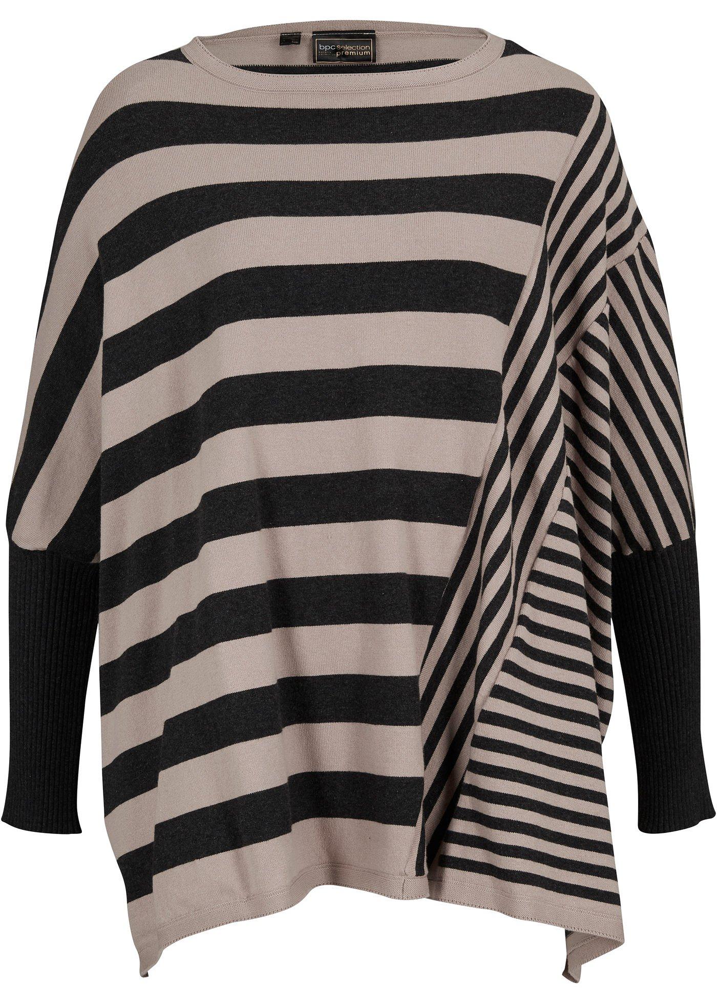 Pull poncho à rayures