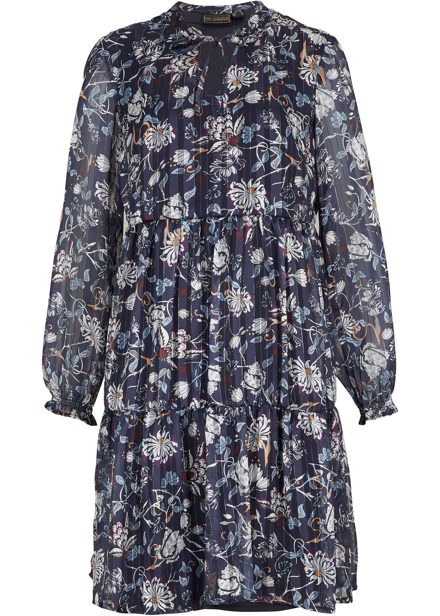 Robe en chiffon avec rayures satin