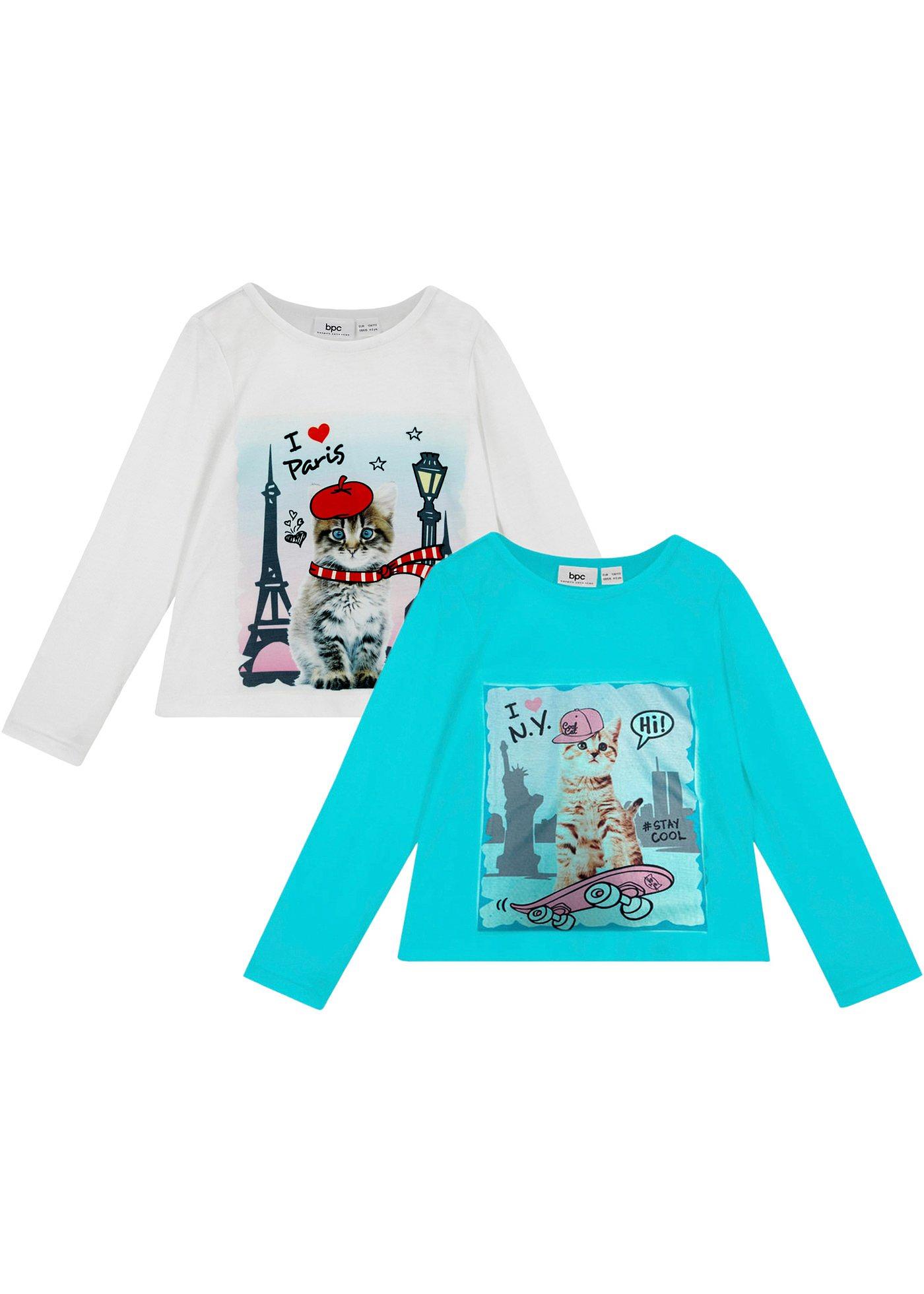 Lot de 2 T-shirts manches longues fille avec imprimé photo