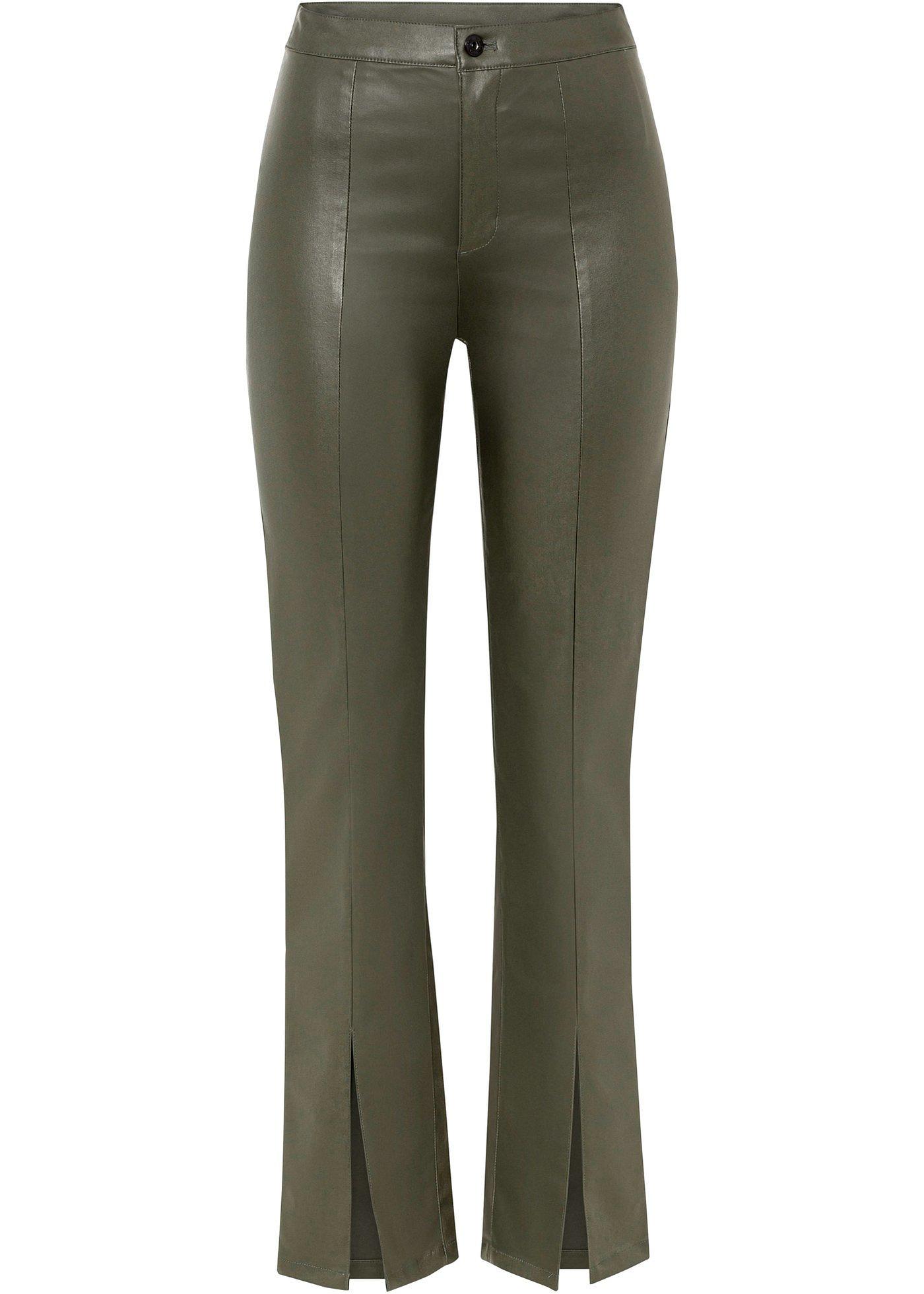 Pantalon synthétique imitation cuir avec fente