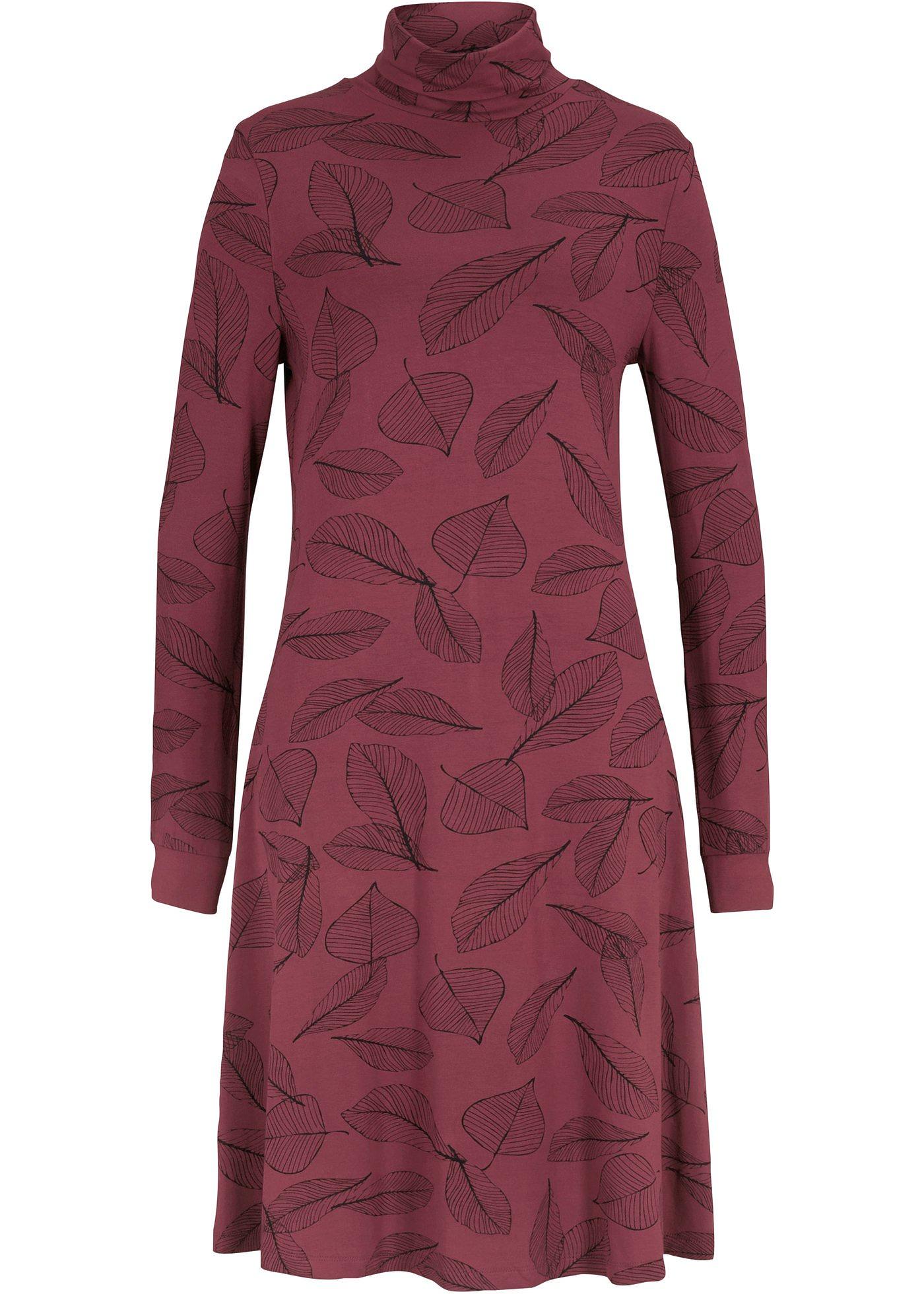 Robe fluide à col roulé, manches longues