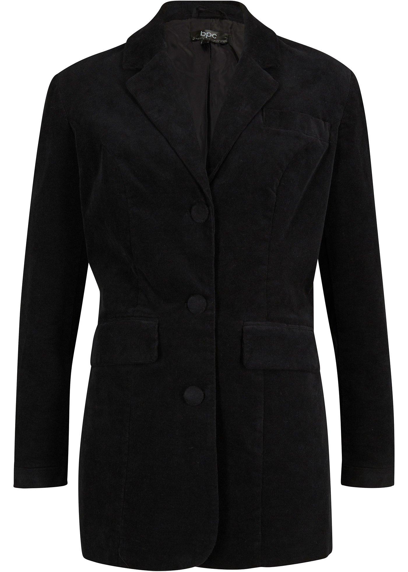 Blazer long ample en velours côtelé, manches longues