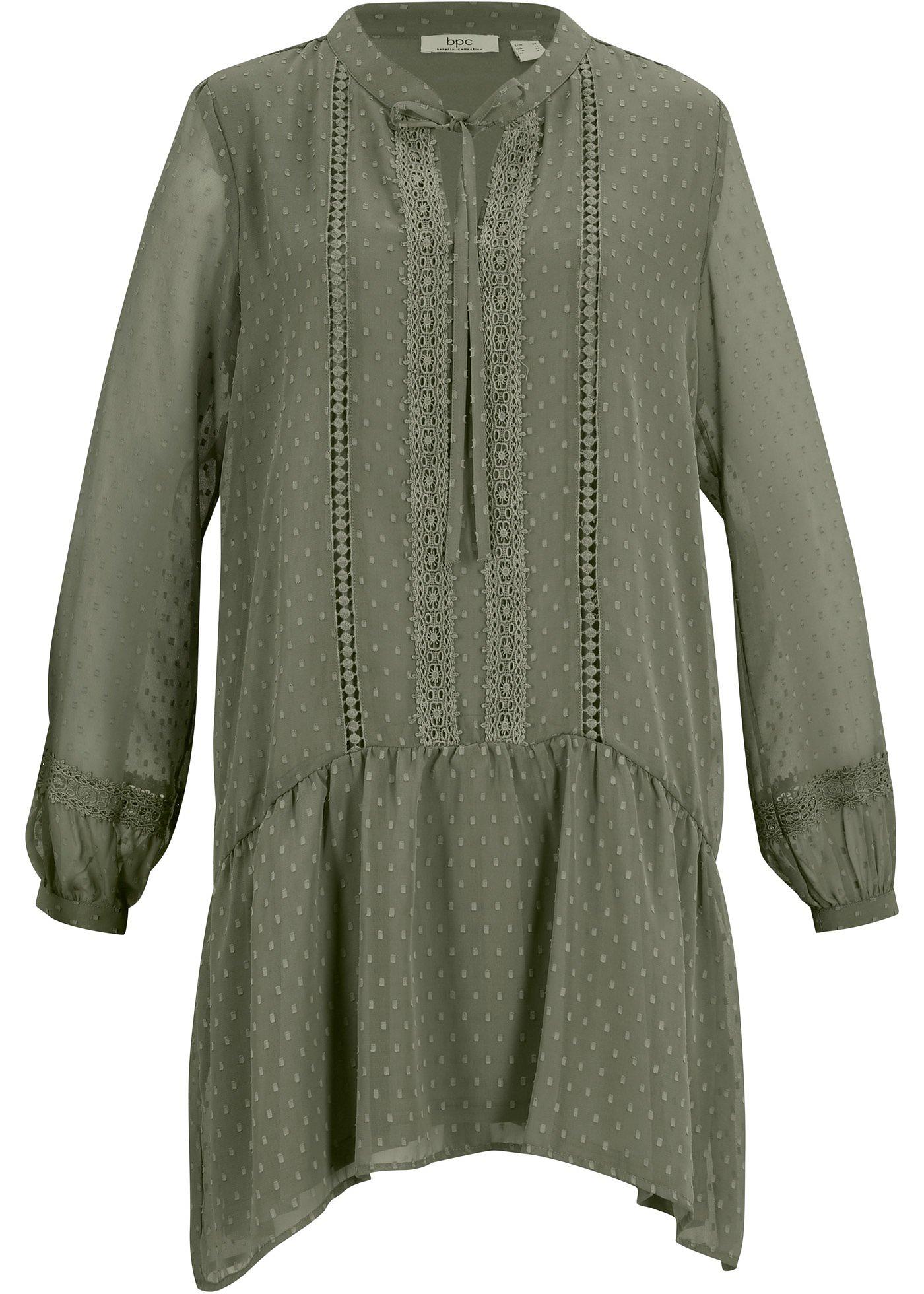 Robe en chiffon avec lien à nouer, manches longues