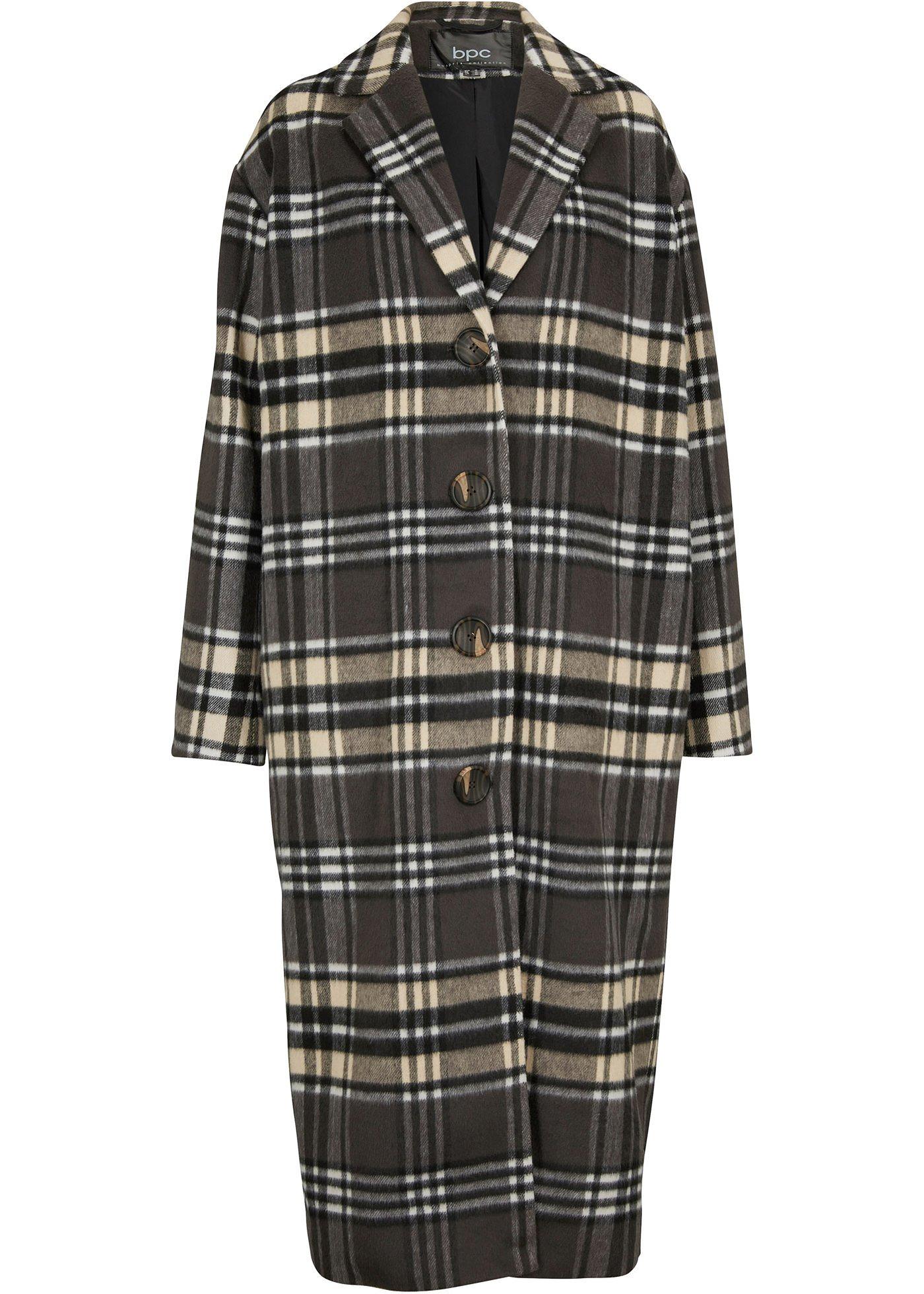 Manteau ample en imitation laine, à carreaux