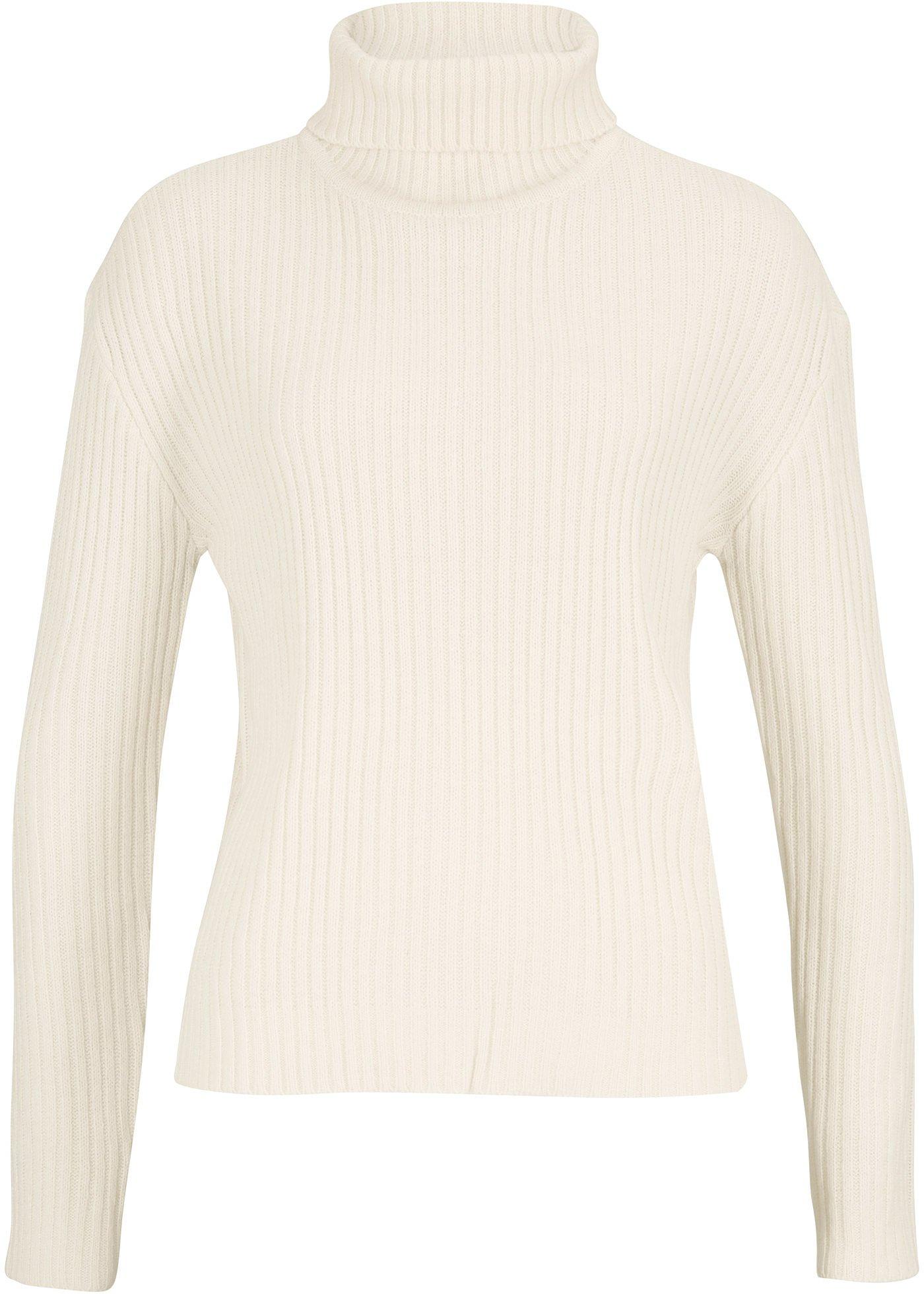 Pull col roulé côtelé, court