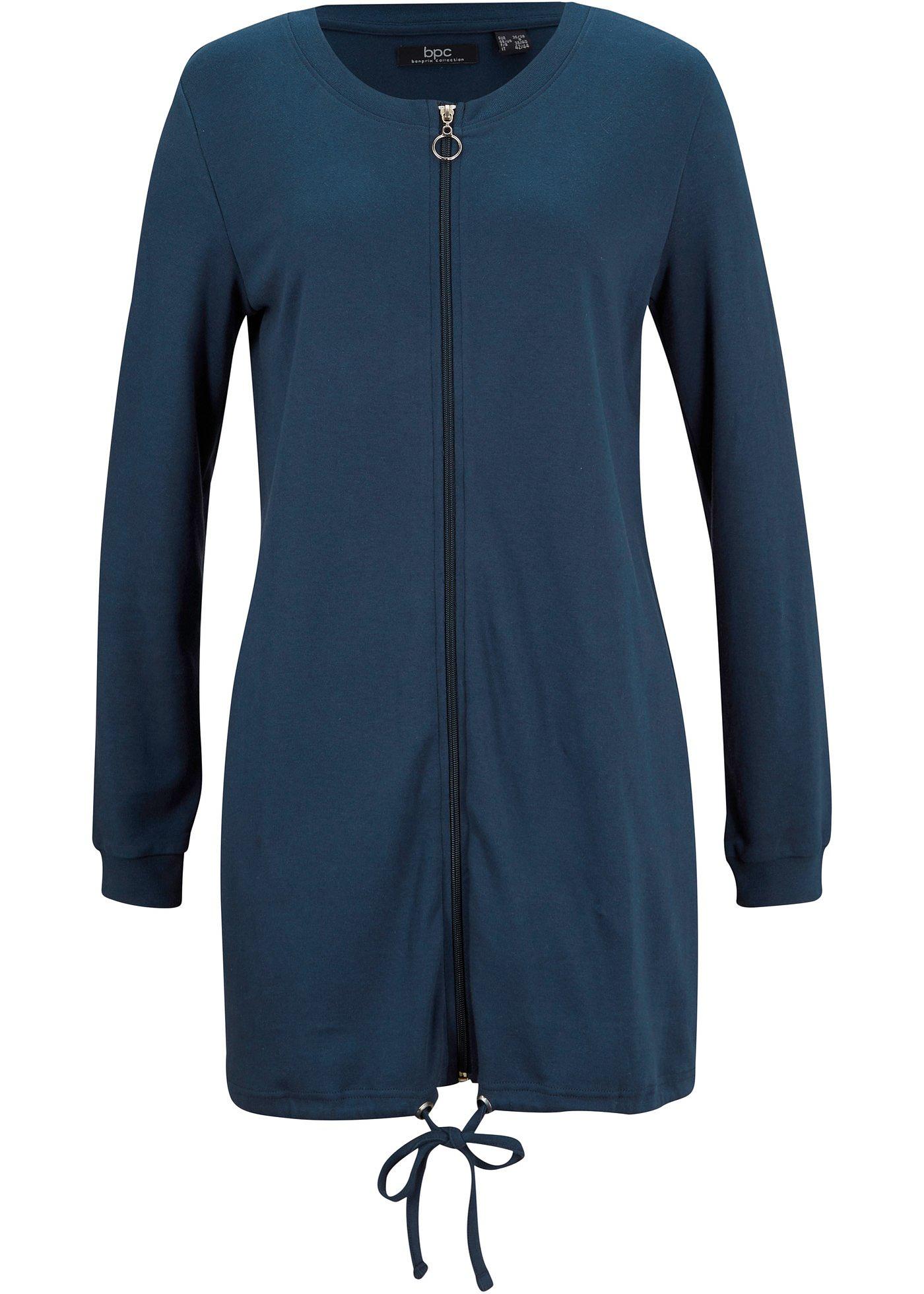 Gilet long à col rond avec cordon coulissant à la base