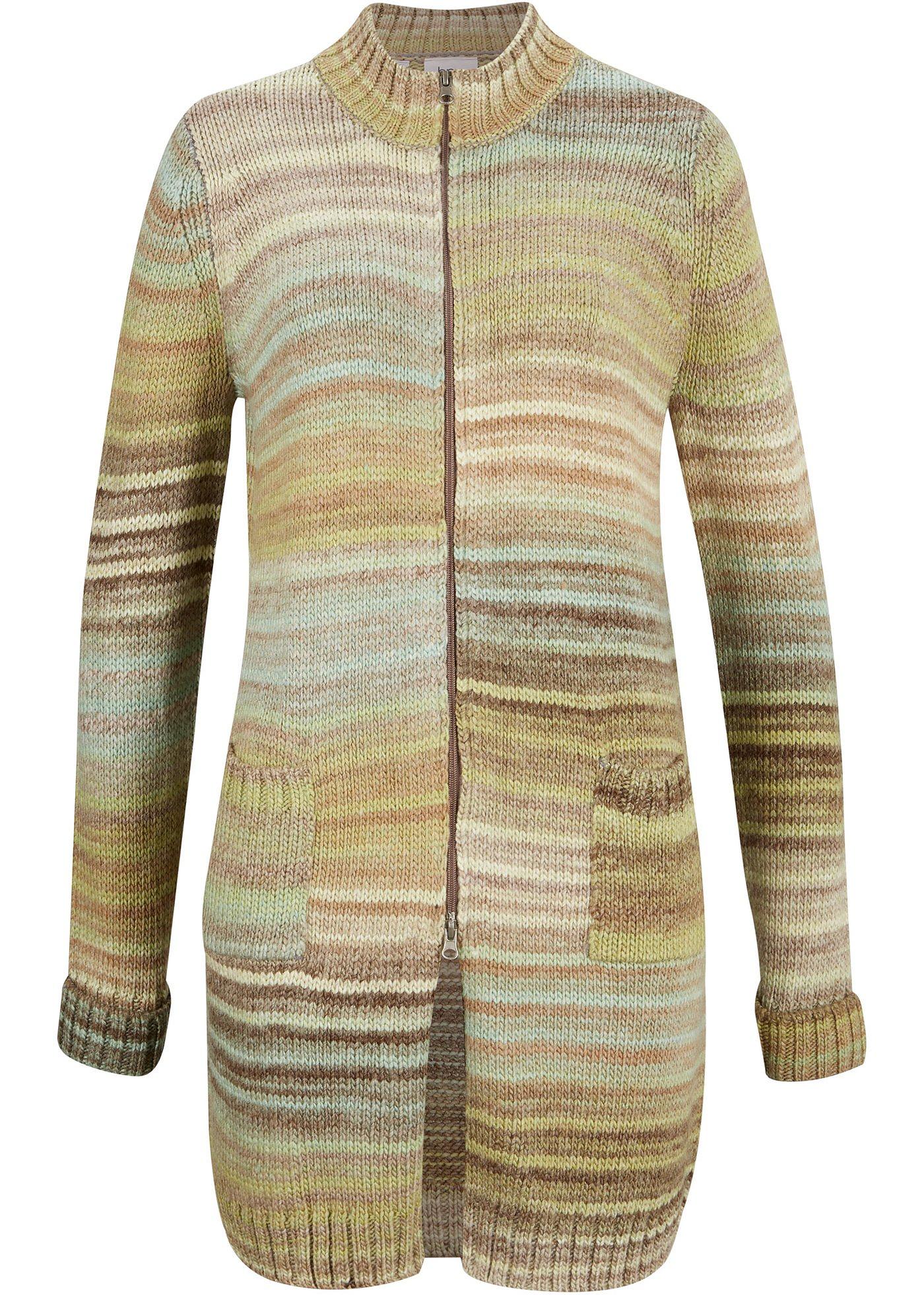 Gilet long en maille avec dégradé de couleur et zip