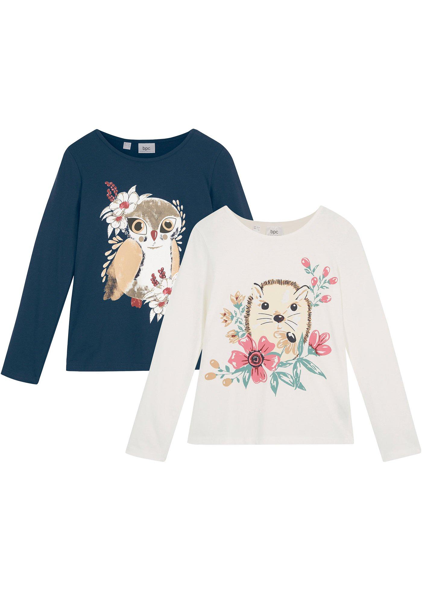 Lot de 2 T-shirts manches longues fille en coton