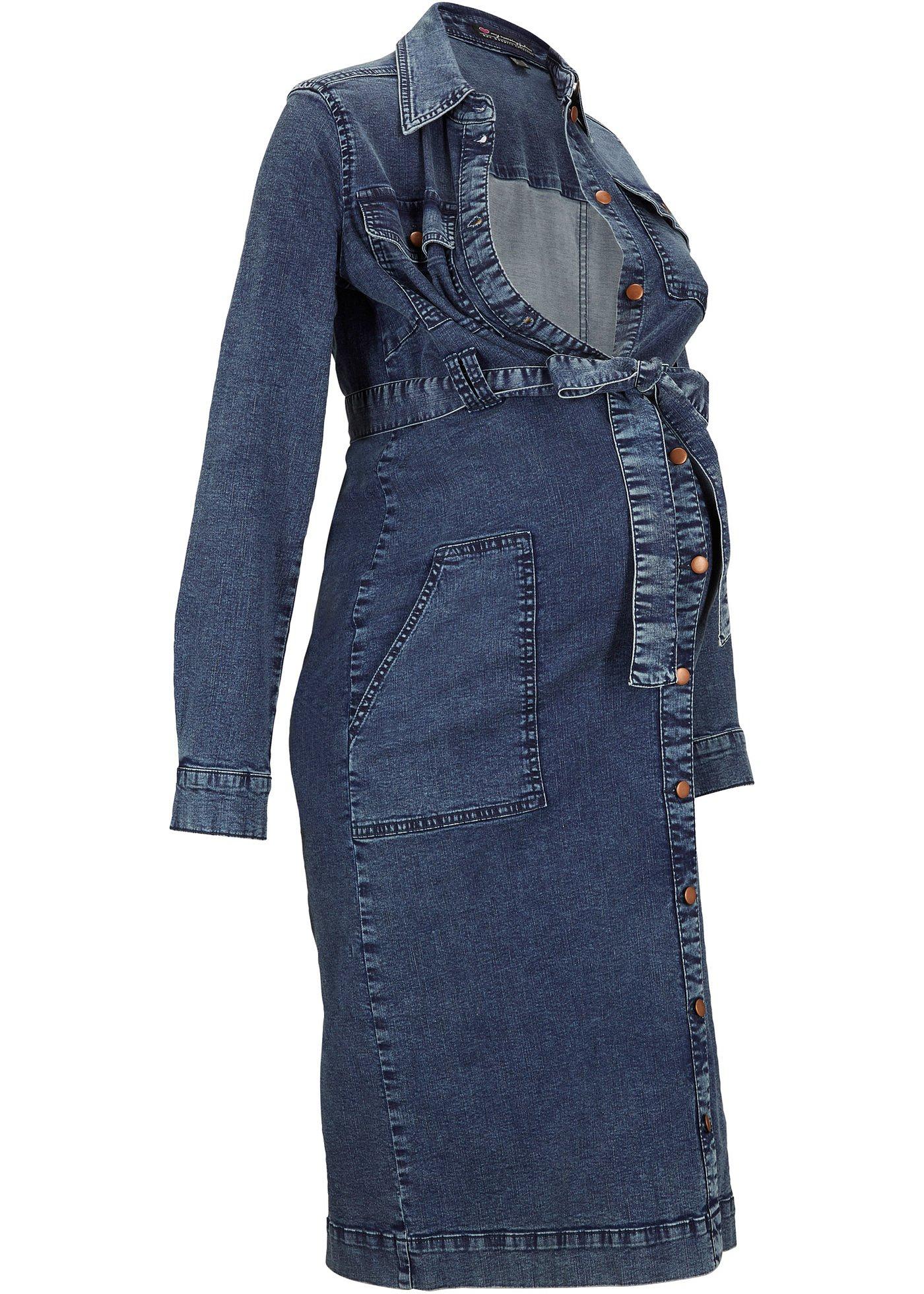 Robe en jean de grossesse avec fonction allaitement