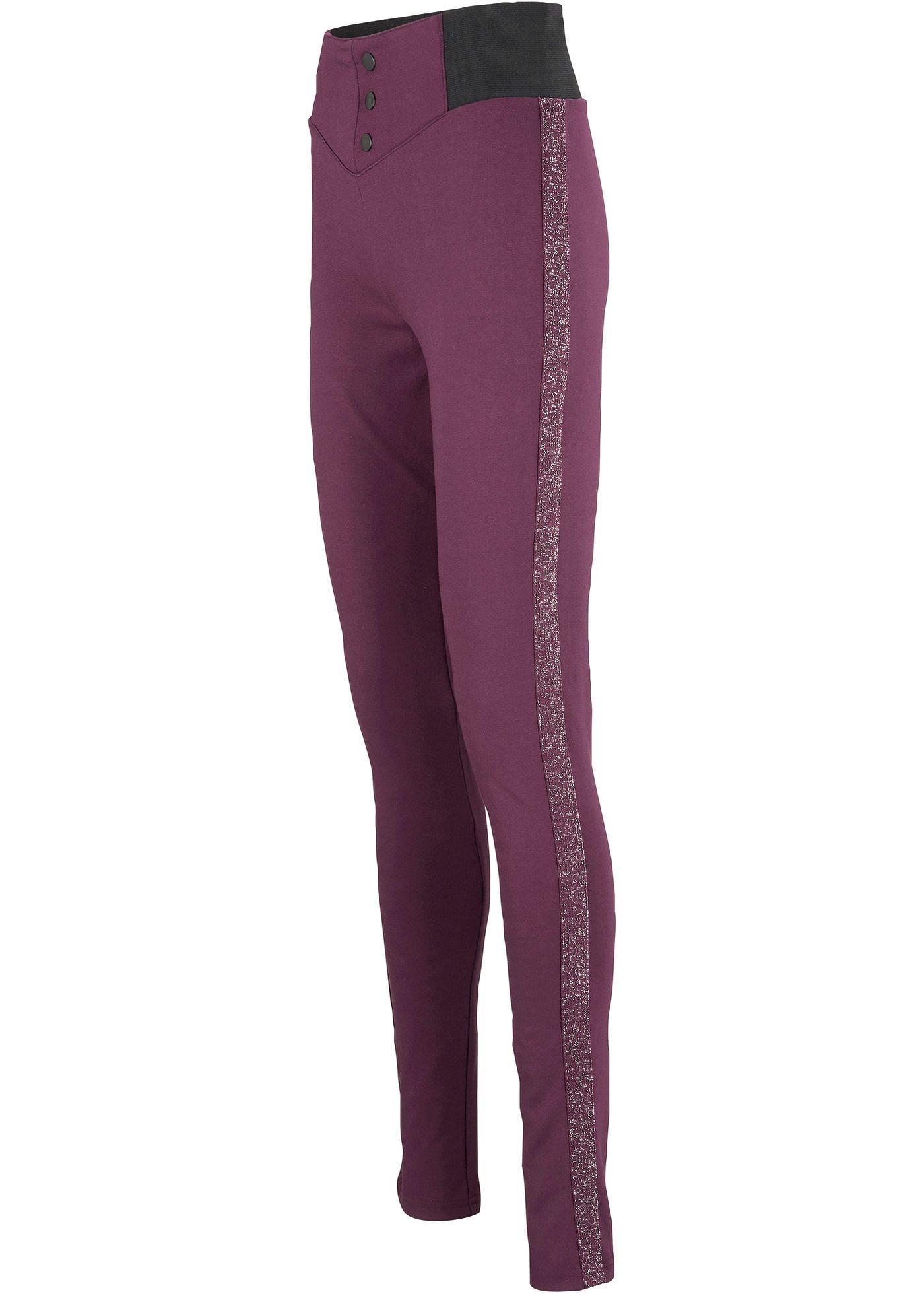 Legging en Punto di Roma avec galon latéral en Lurex