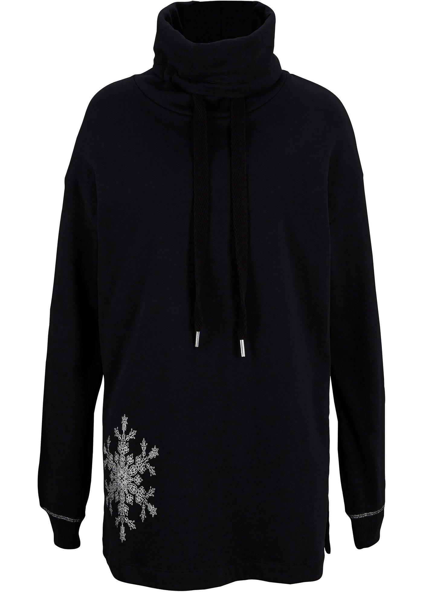 Sweat-shirt à col haut ample et imprimé placé