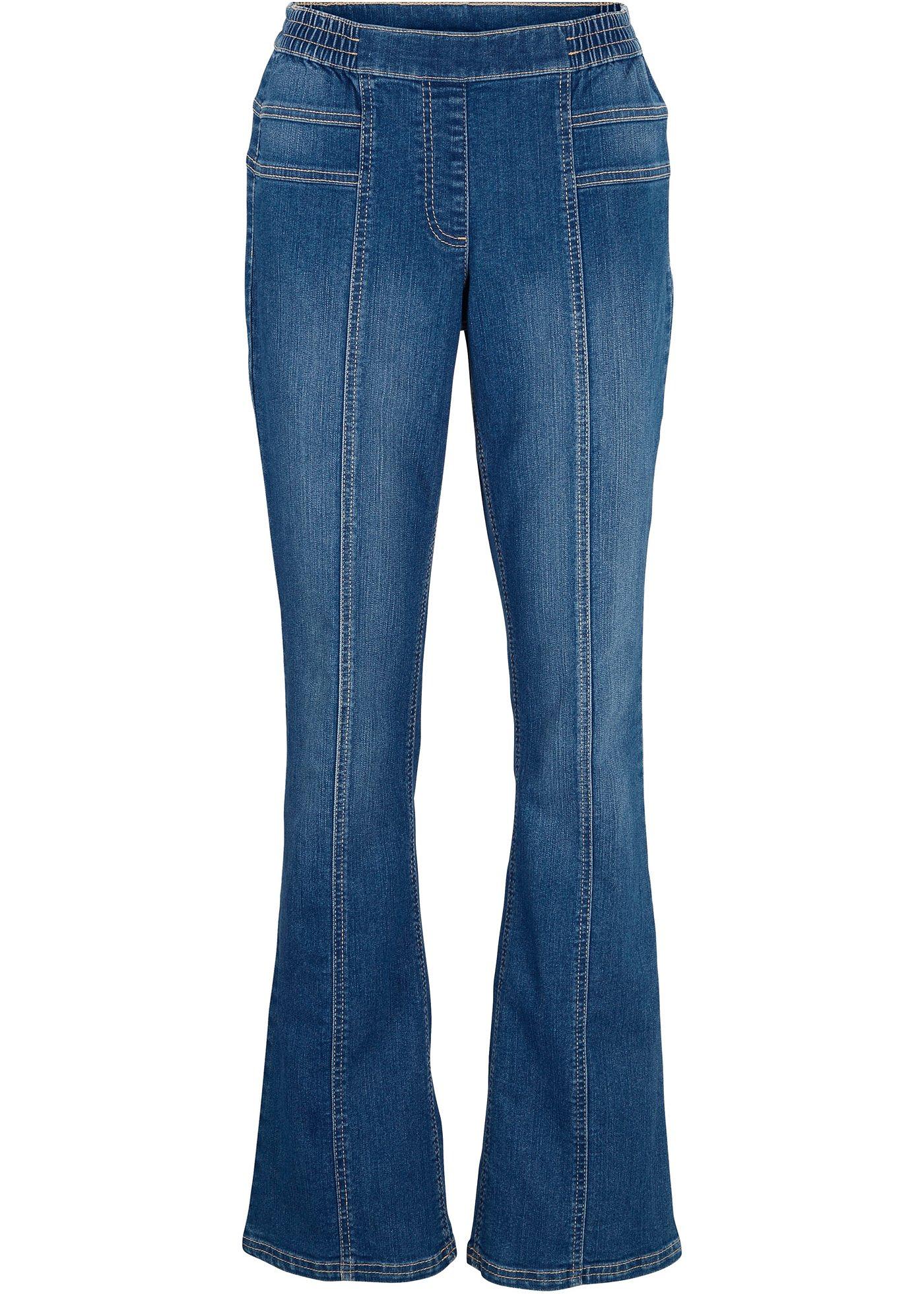 Jean extensible avec coutures galbantes et taille confortable, Flared