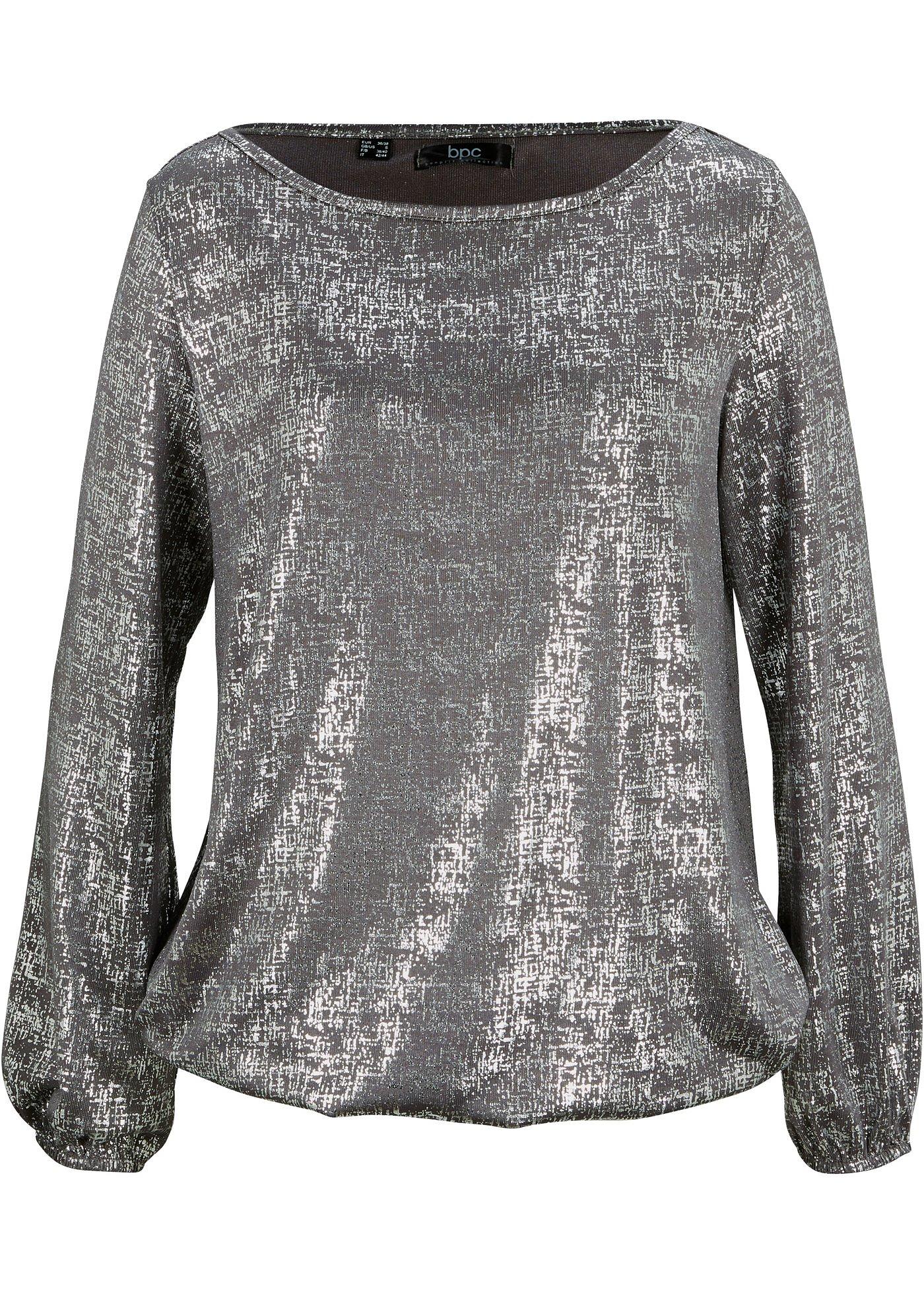 T-shirt en jersey scintillant avec manches ballon et élastique