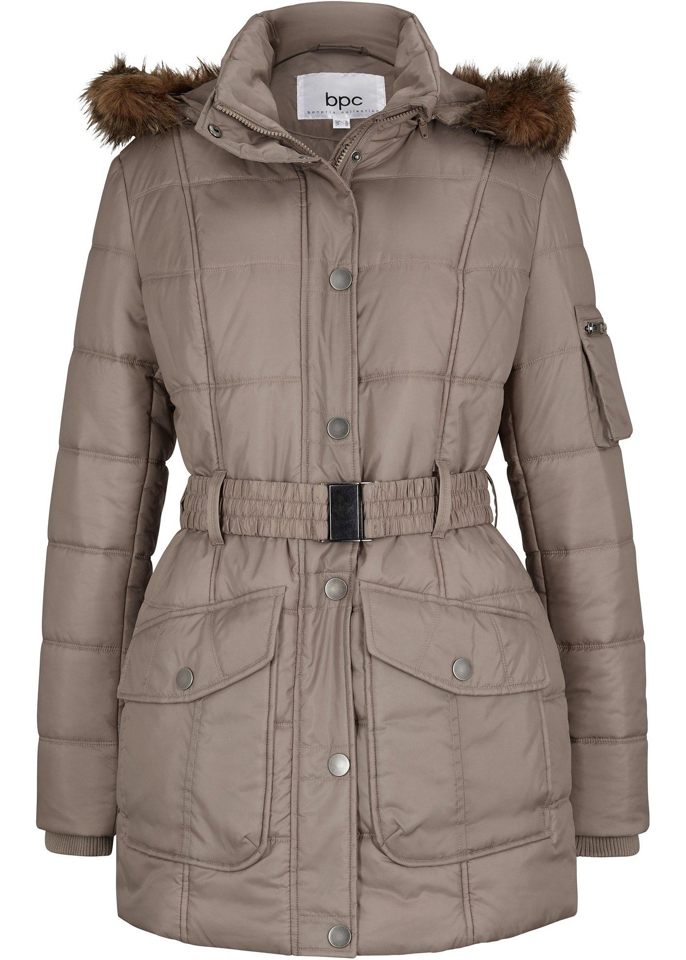 Veste longue matelassée avec synthétique imitation fourrure