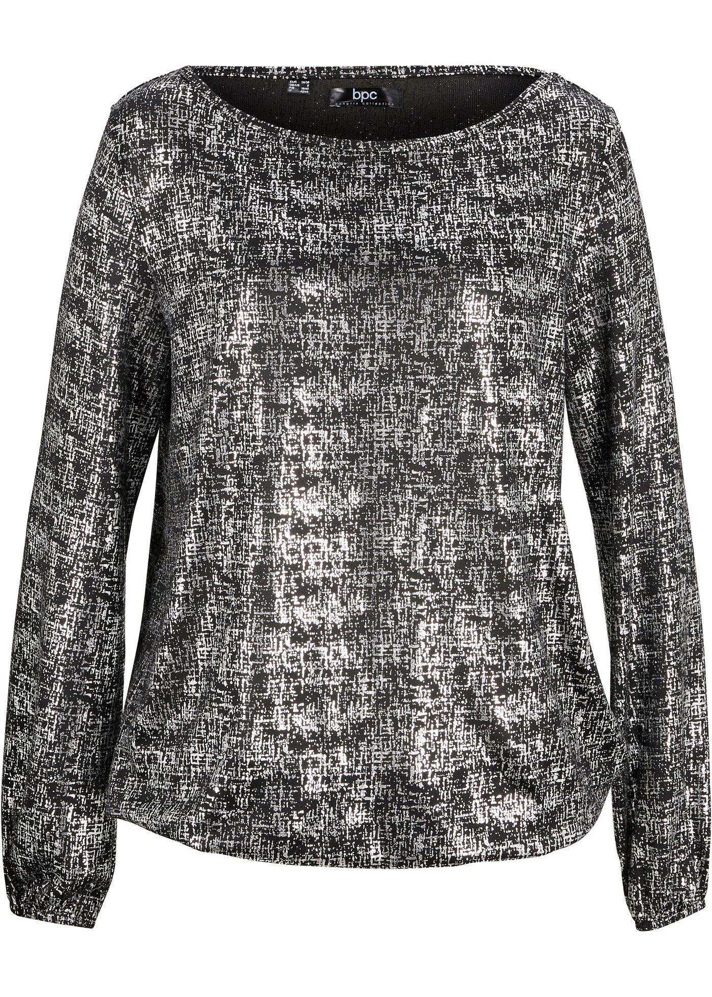 T-shirt en jersey scintillant avec manches ballon et élastique