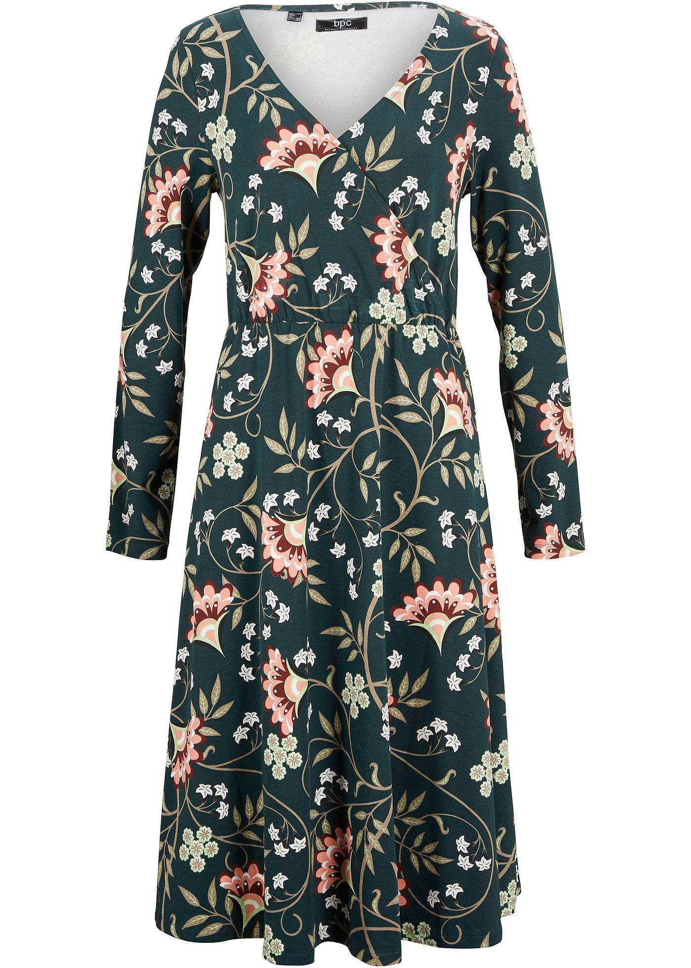 Robe midi en jersey de coton style portefeuille