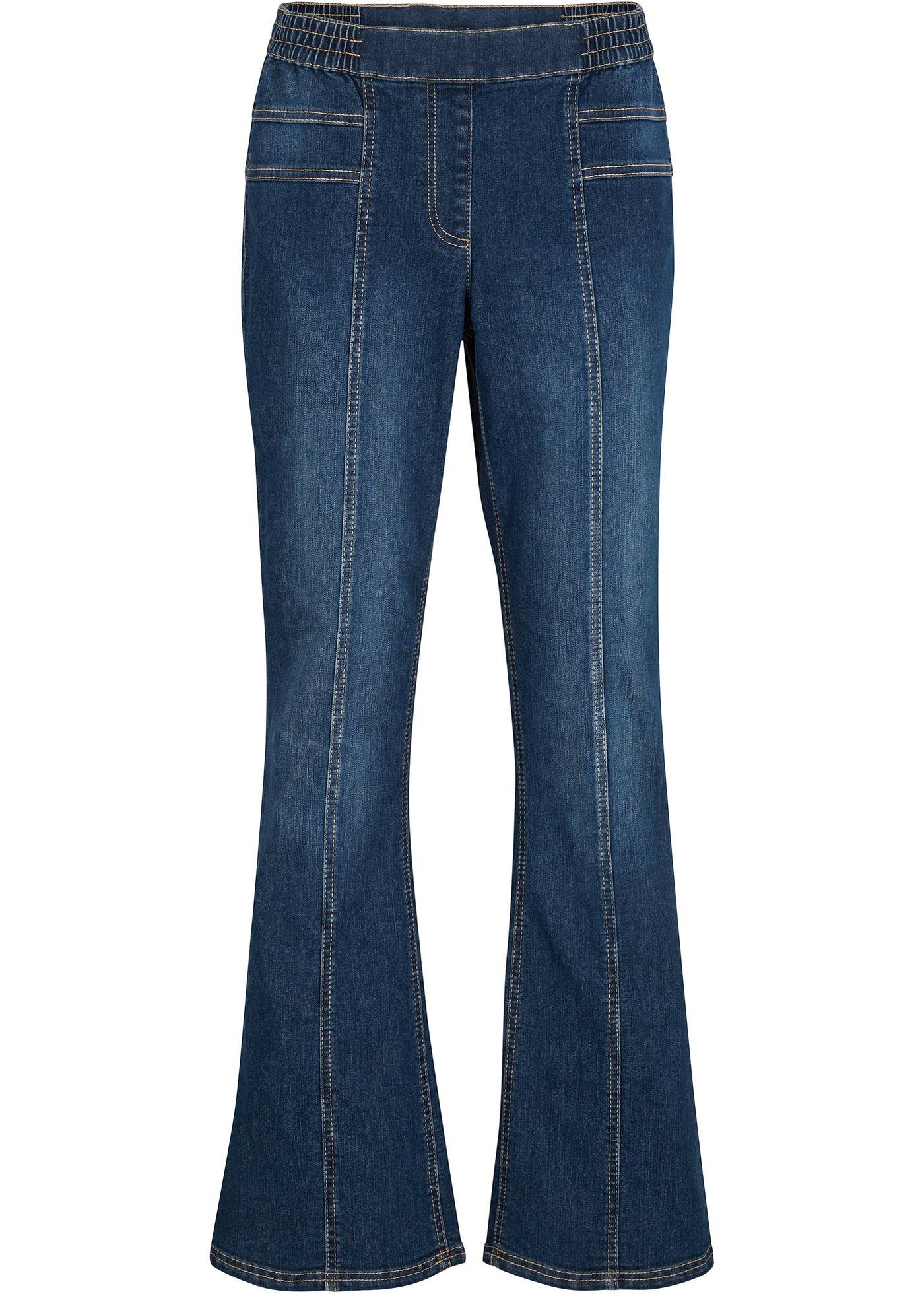 Jean extensible avec coutures galbantes et taille confortable, Flared