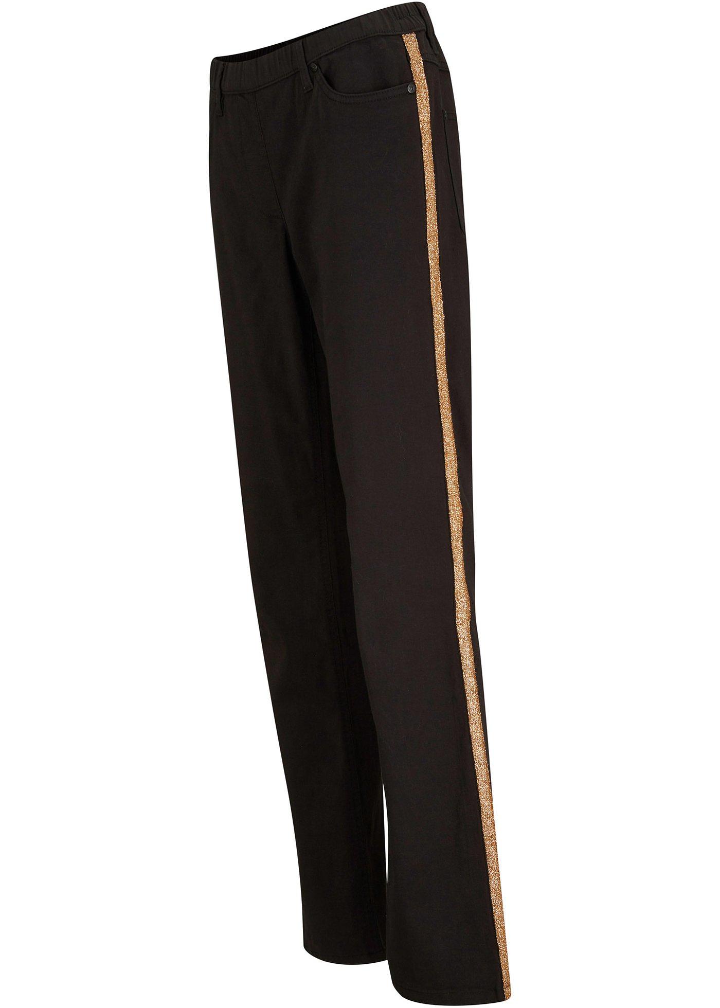 Jean taille extensible avec galon rayure et taille confortable