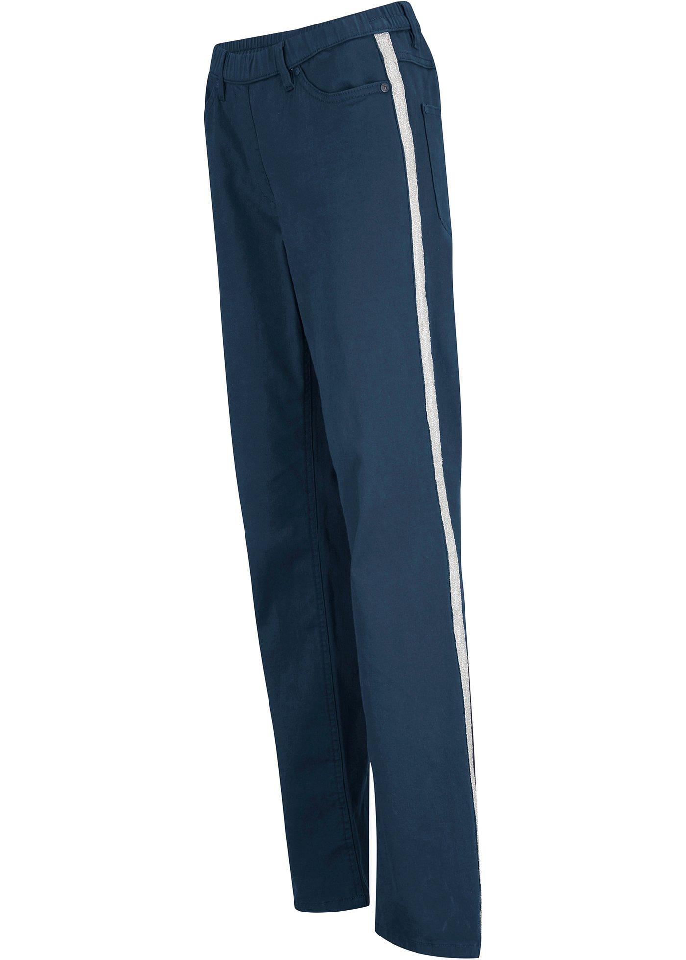 Jean taille extensible avec galon rayure et taille confortable