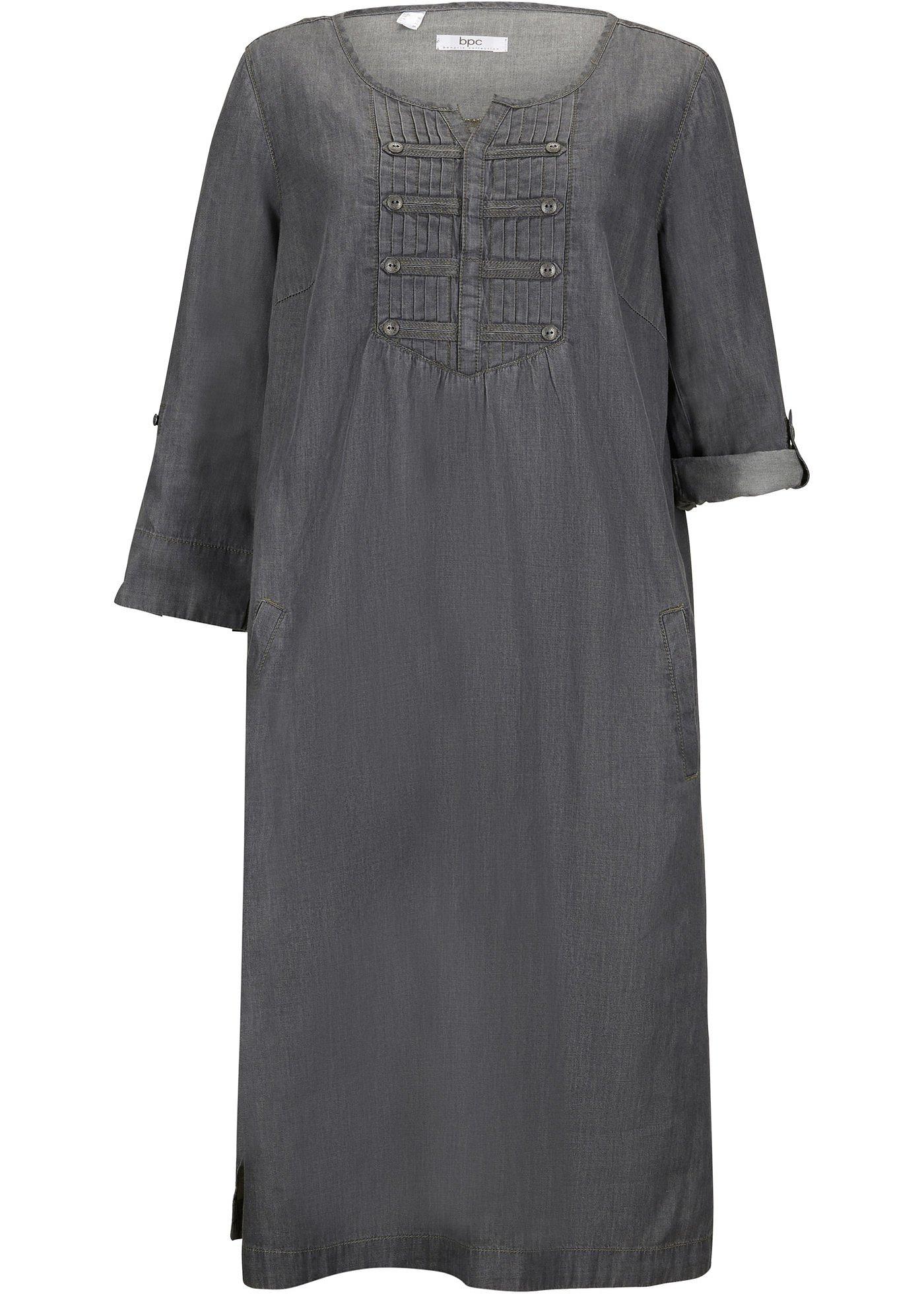 Robe look jean, manches 3/4