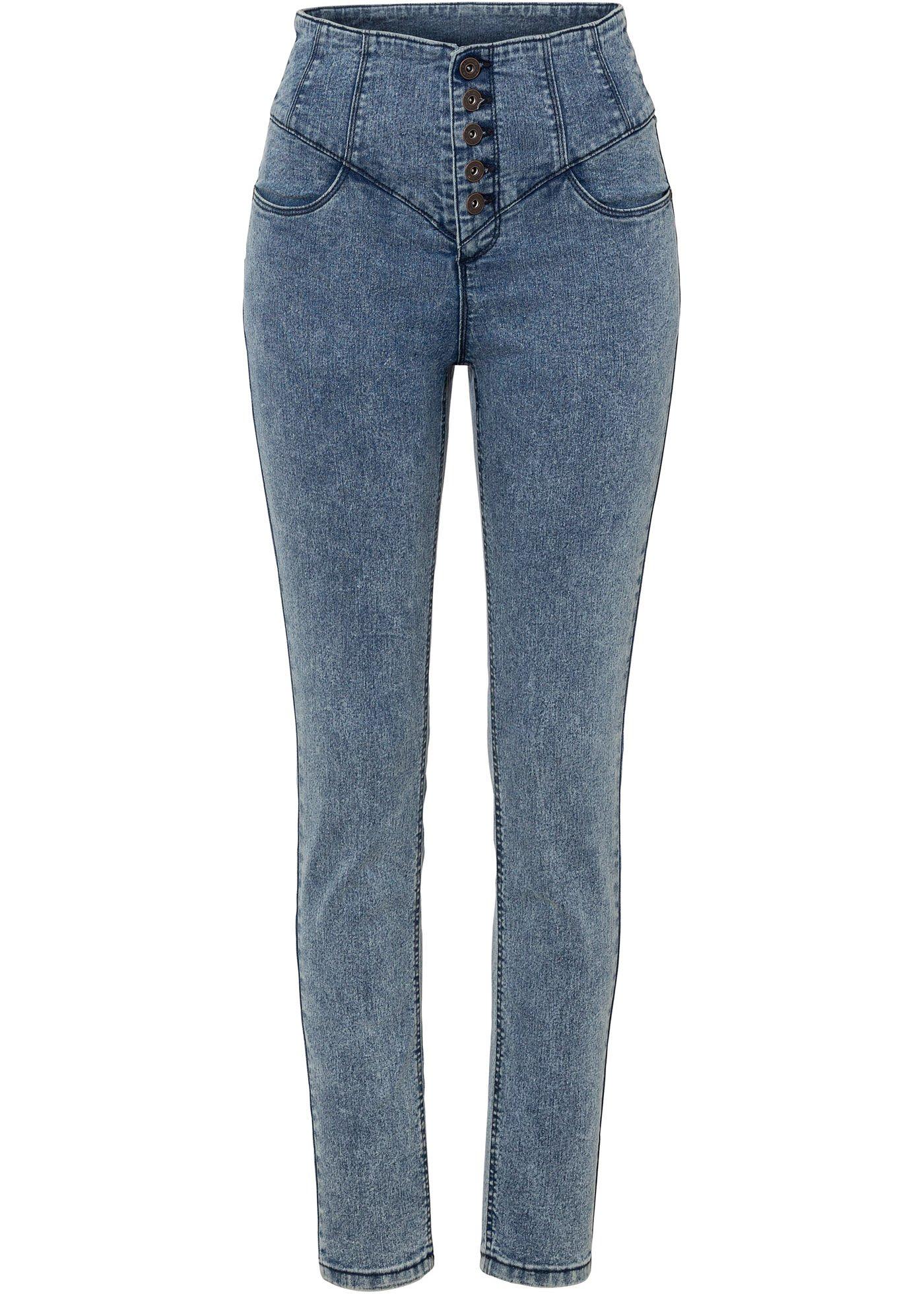 Jean Skinny taille haute avec effet moonwash