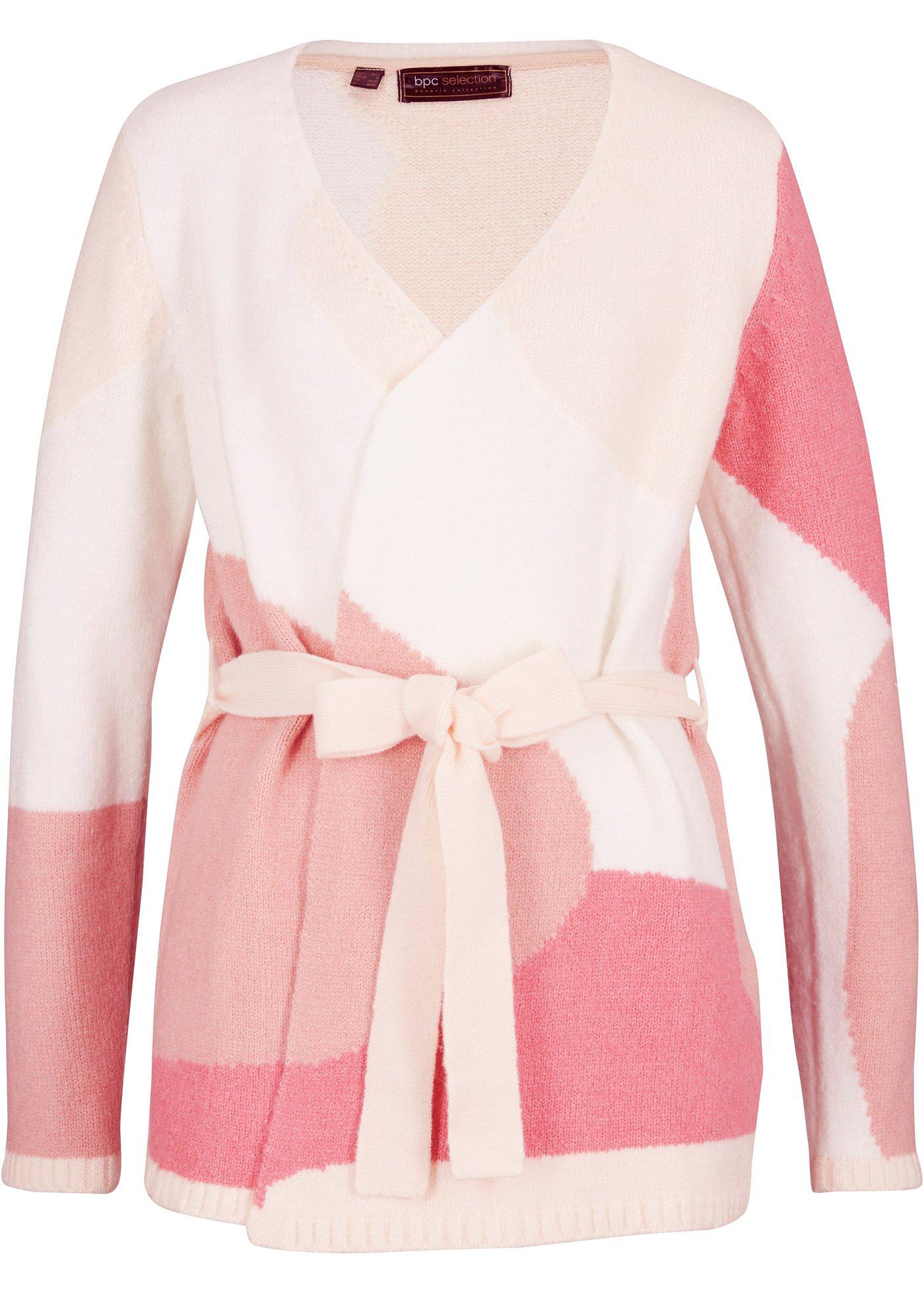 Gilet long en maille avec ceinture à nouer