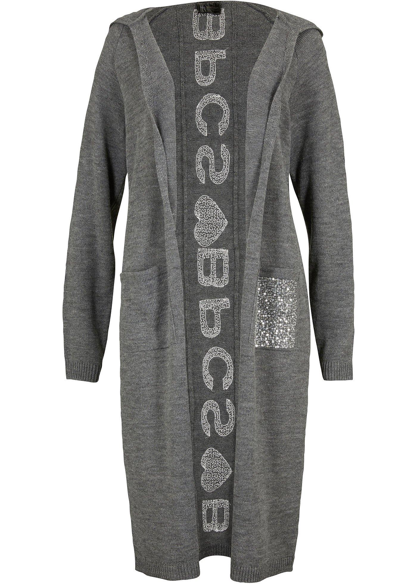 Veste en maille avec paillettes et capuche