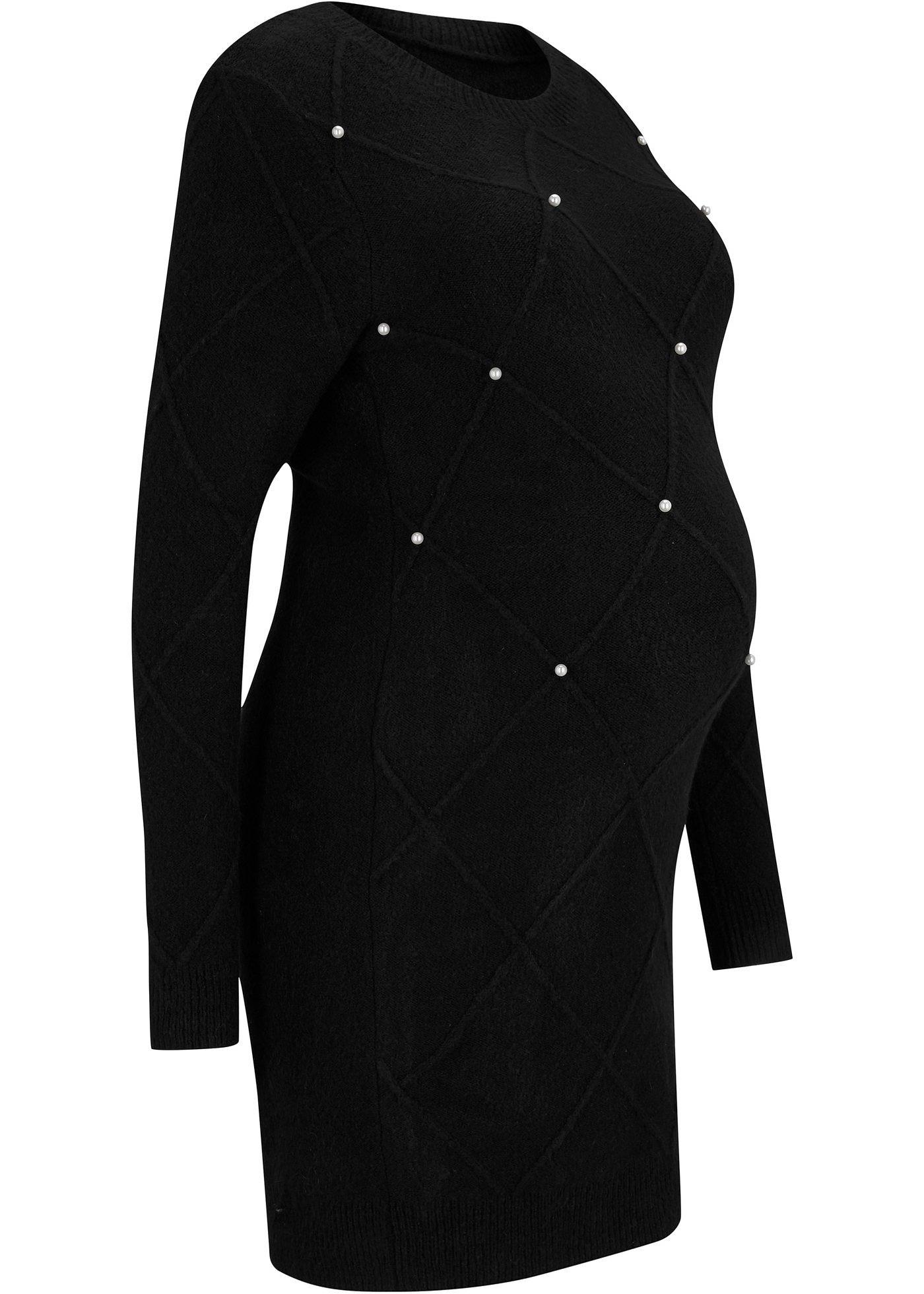 Pull long de grossesse avec éléments décoratifs