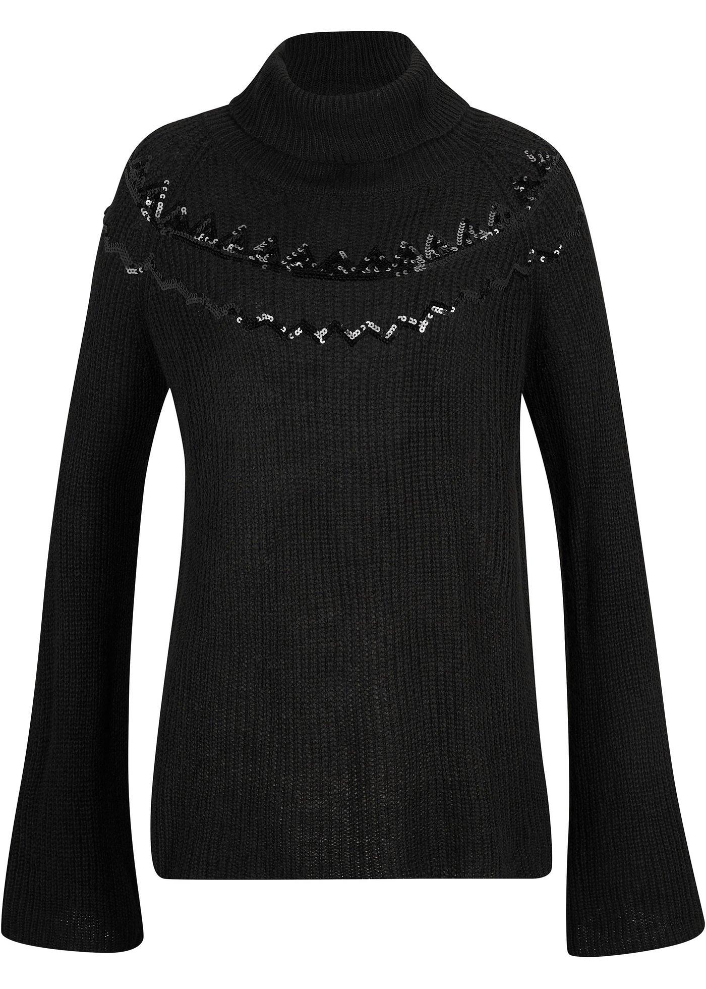 Pull col roulé à paillettes