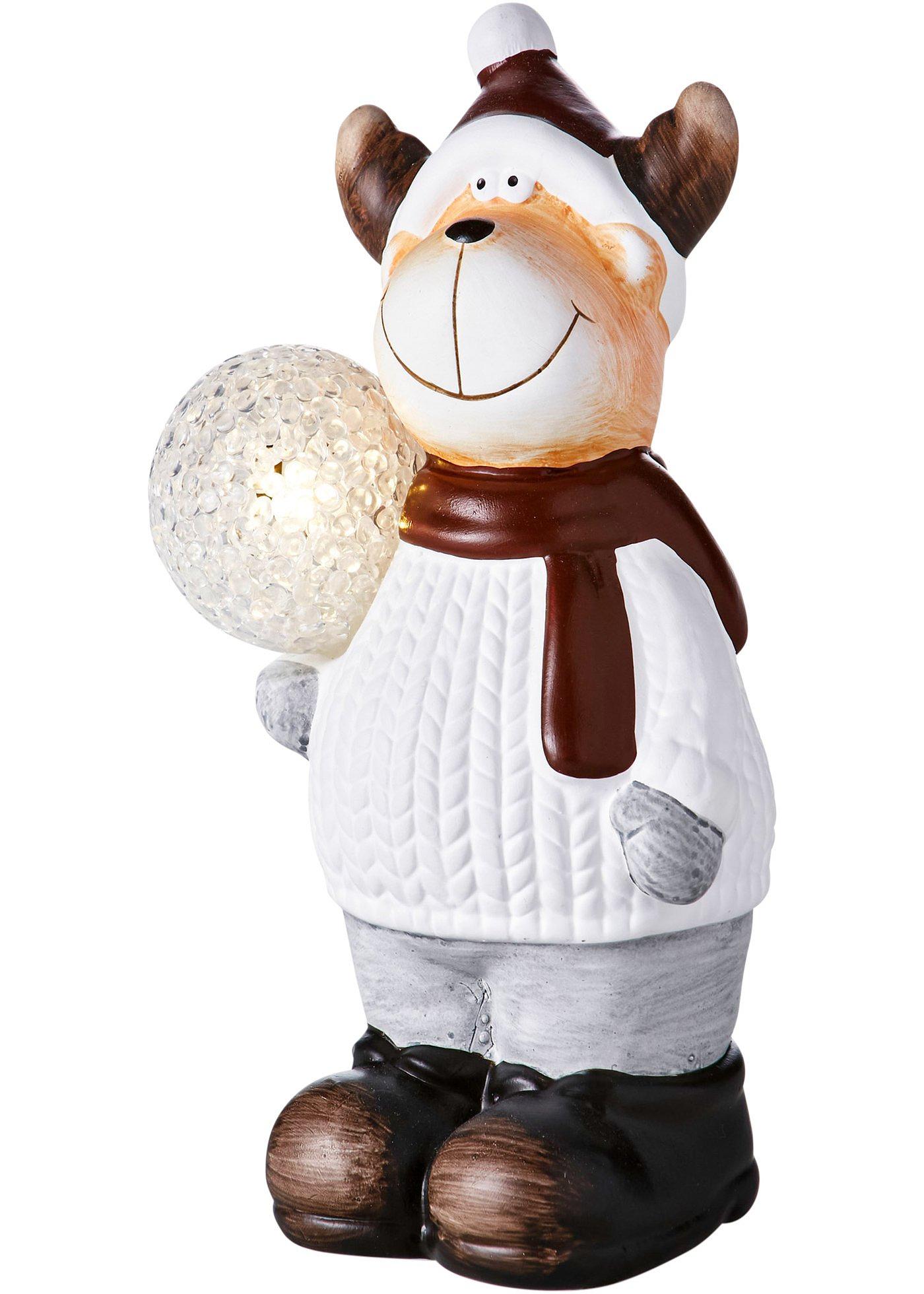 Figurine déco LED renne avec boule