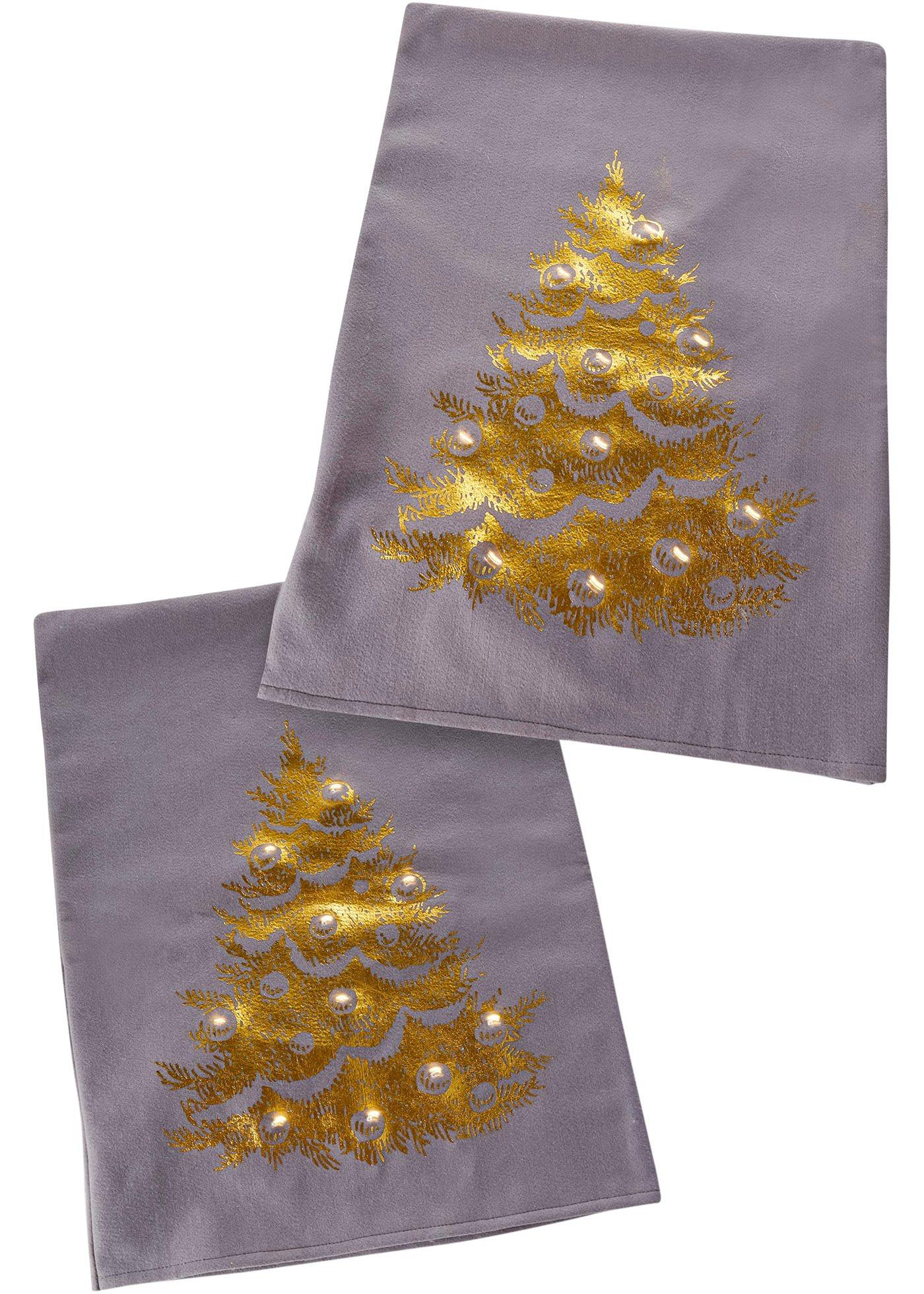 Lot de 2 housses de chaise à LED avec sapin de Noël