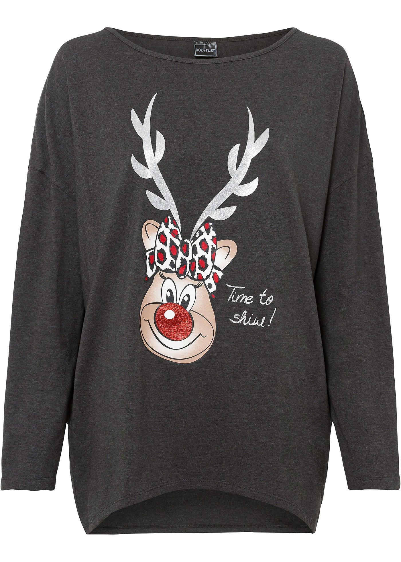 T-shirt épaules découvertes avec motif de Noël