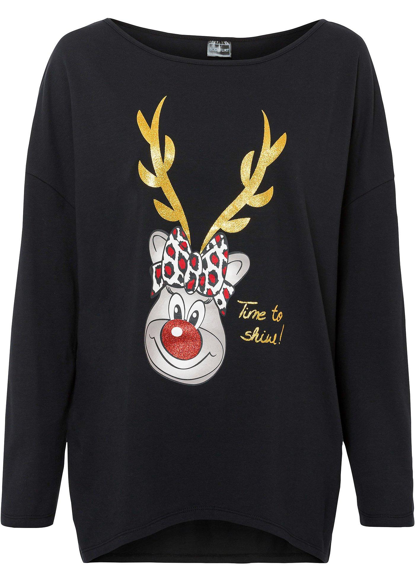 T-shirt épaules découvertes avec motif de Noël