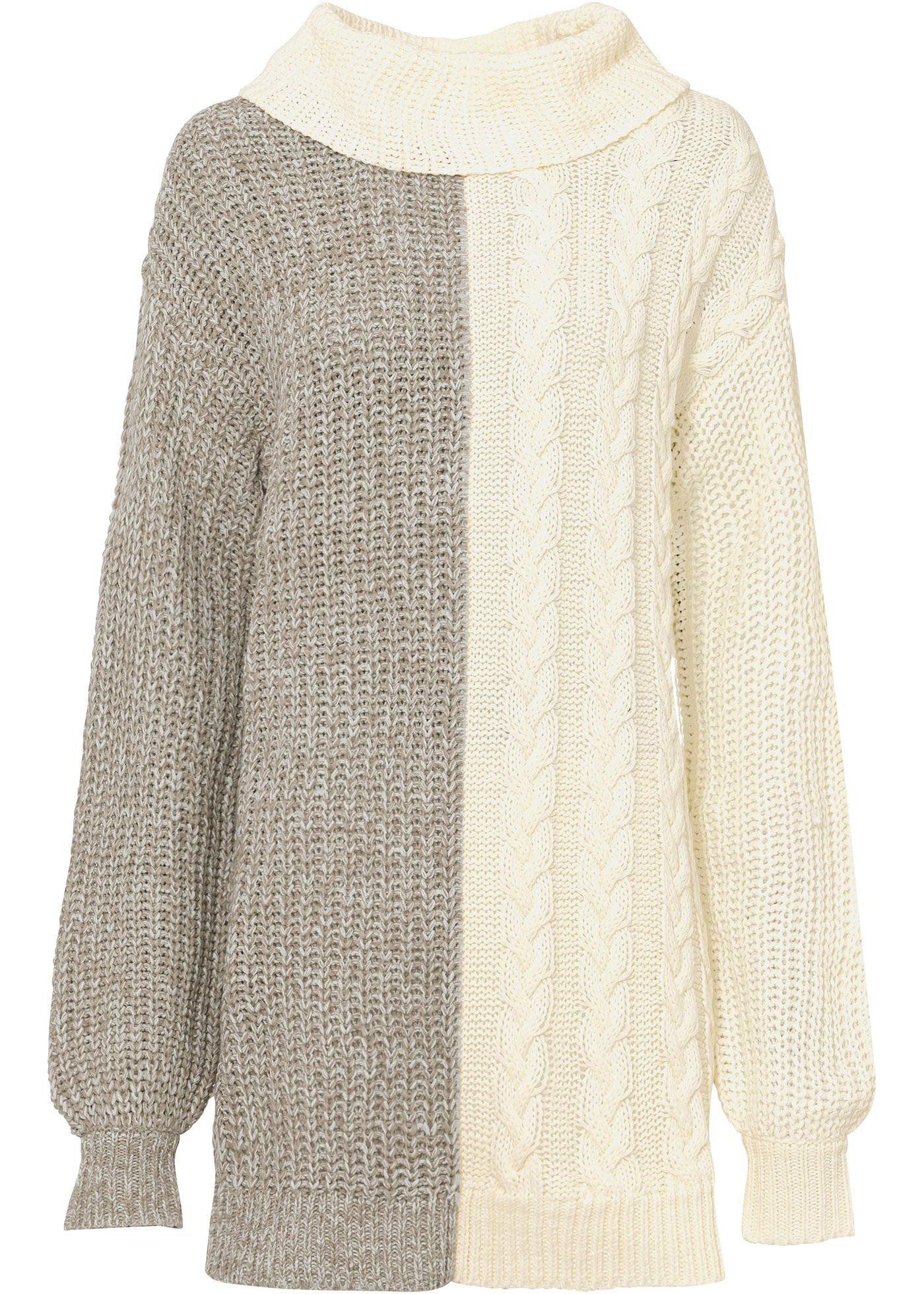 Pull col roulé bicolore