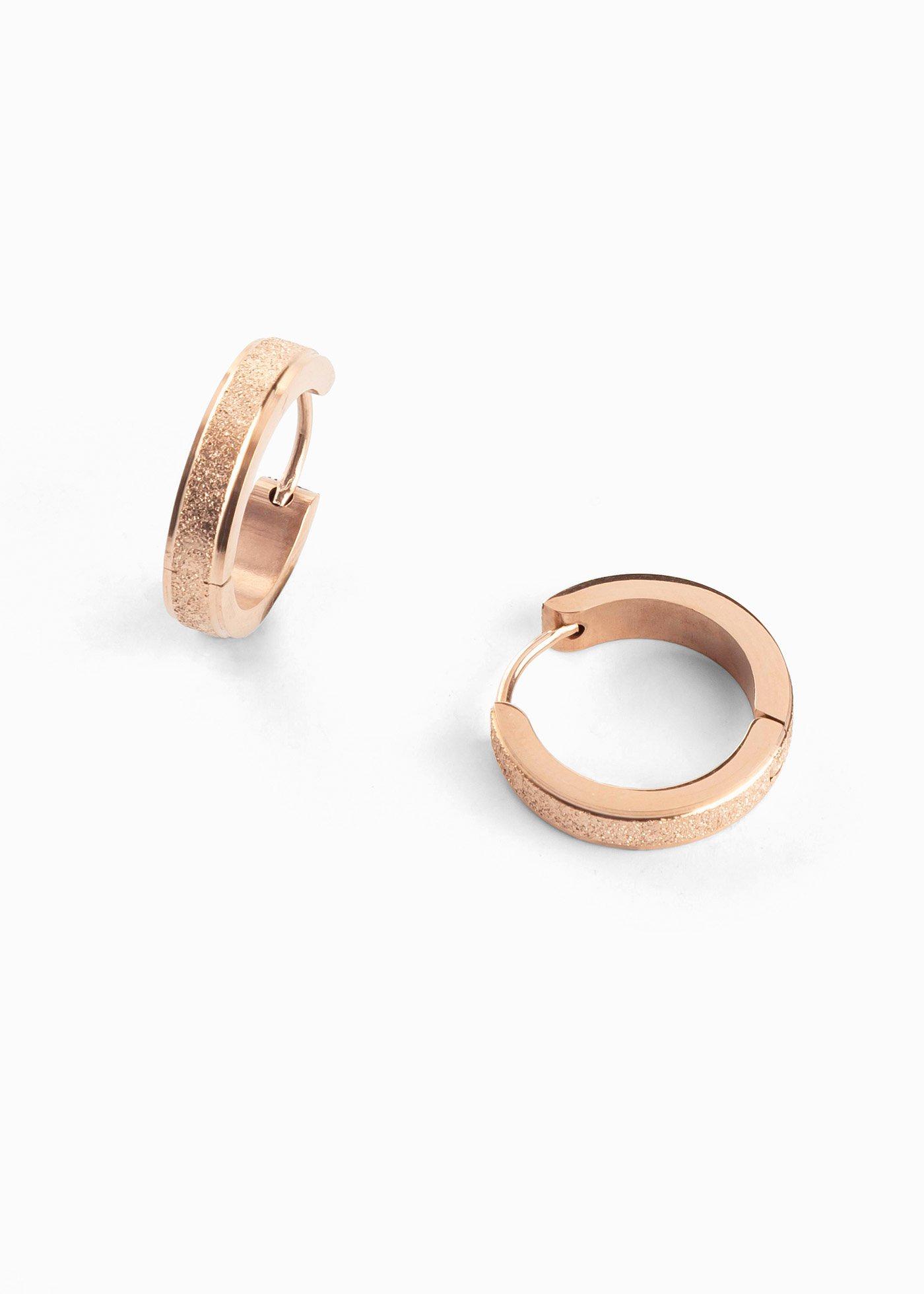 Créoles en acier inoxydable avec parties matifiées