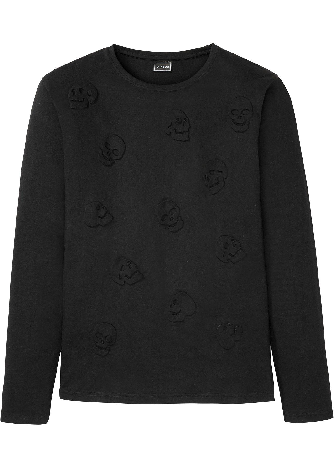 T-shirt manches longues avec motif tête de mort, Slim Fit