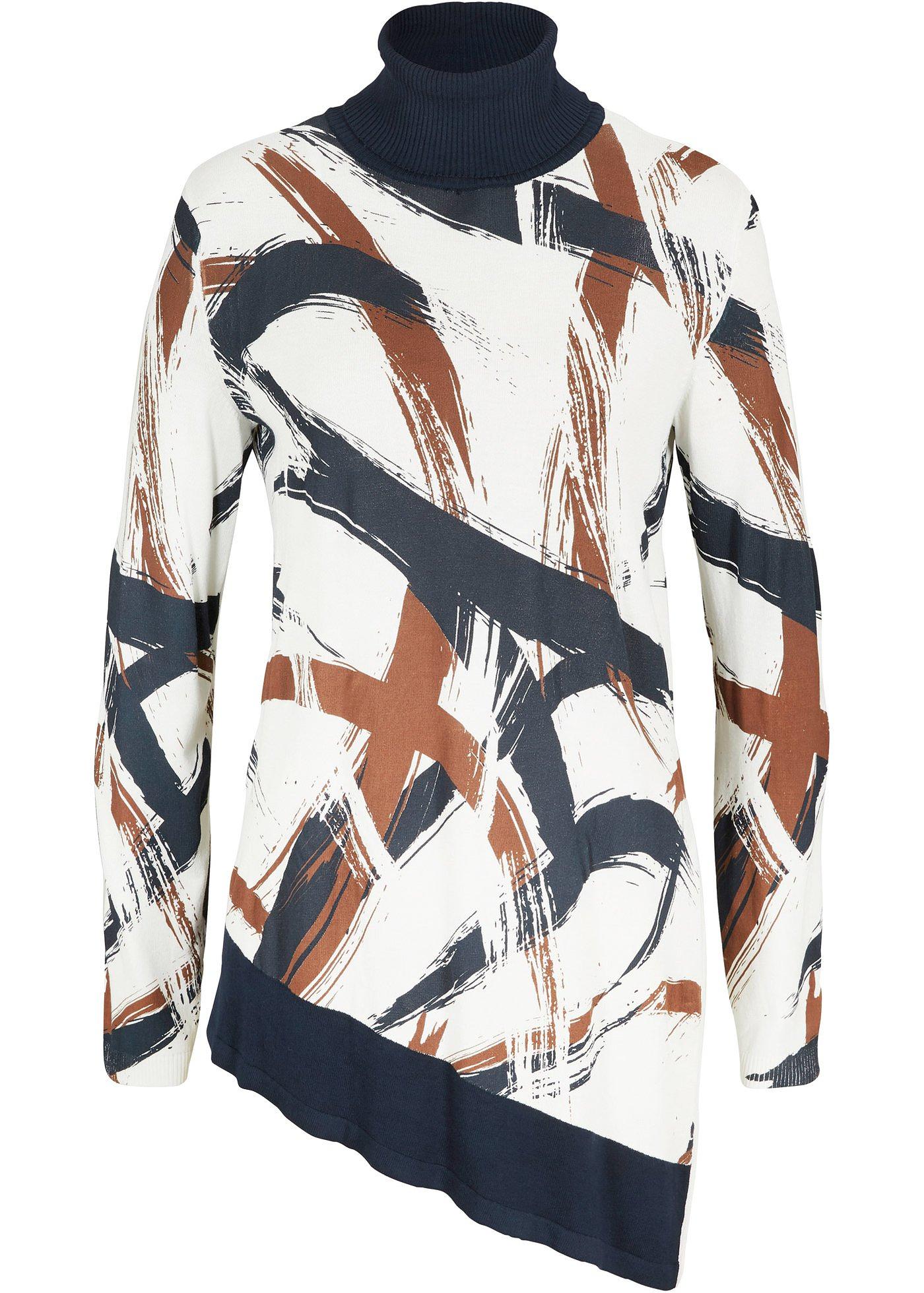 Pull col roulé de coupe asymétrique