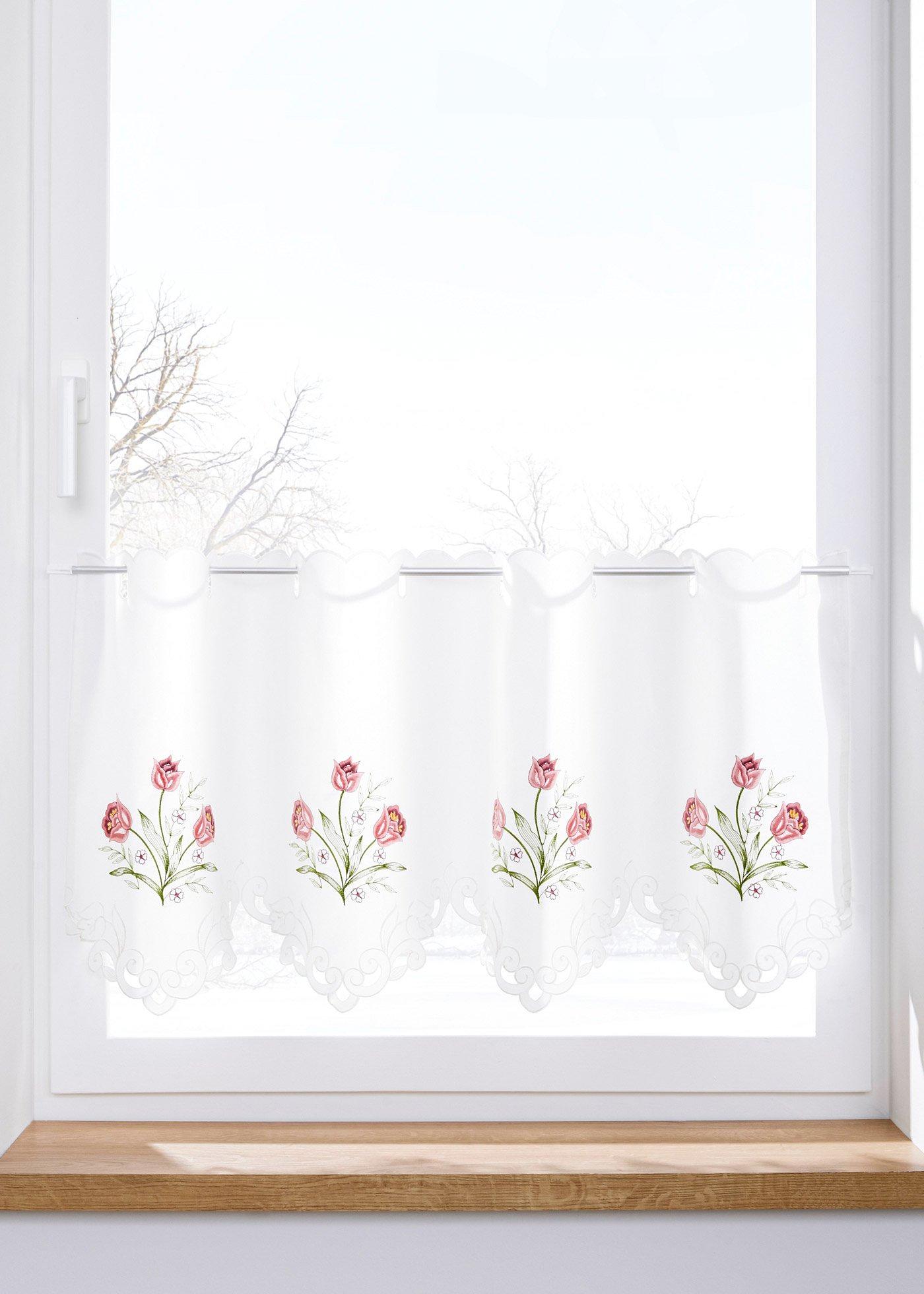 Brise-bise à broderie florale