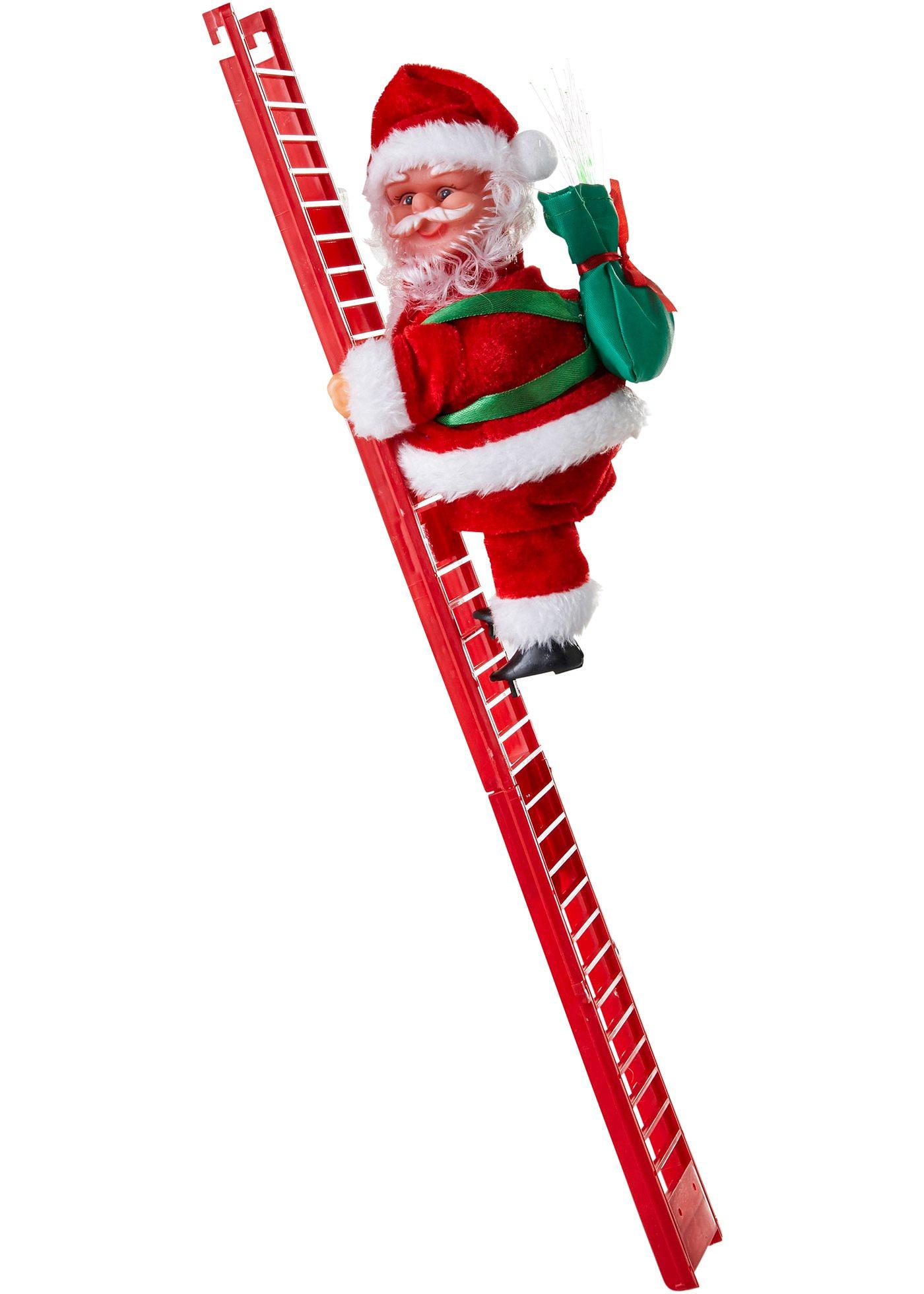 Objet déco avec Père Noël sur une échelle