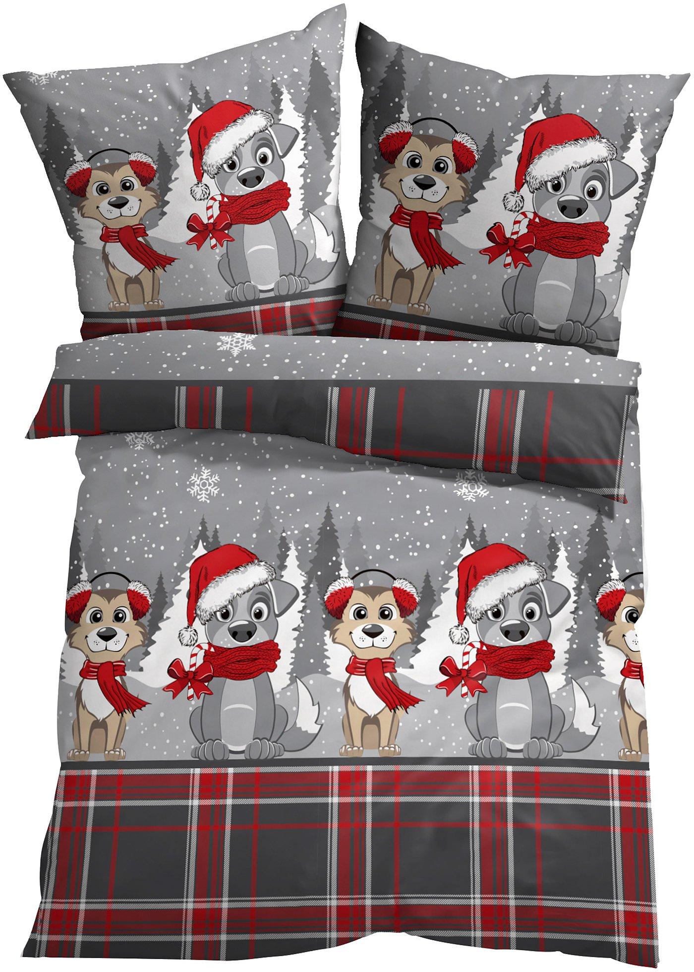 Parure de lit avec chiens de Noël
