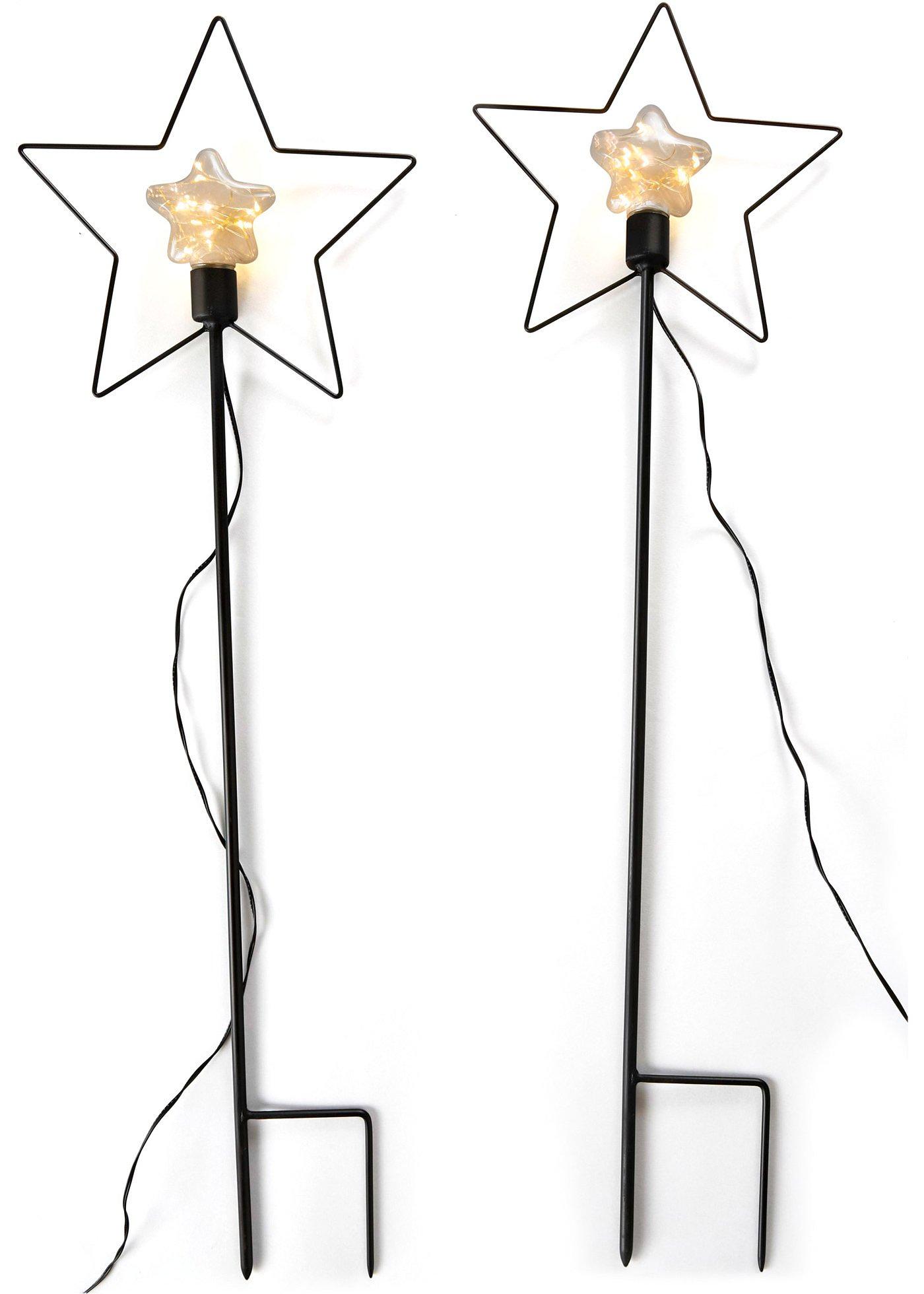 Lot de 2 objets déco LED avec piquet de terre