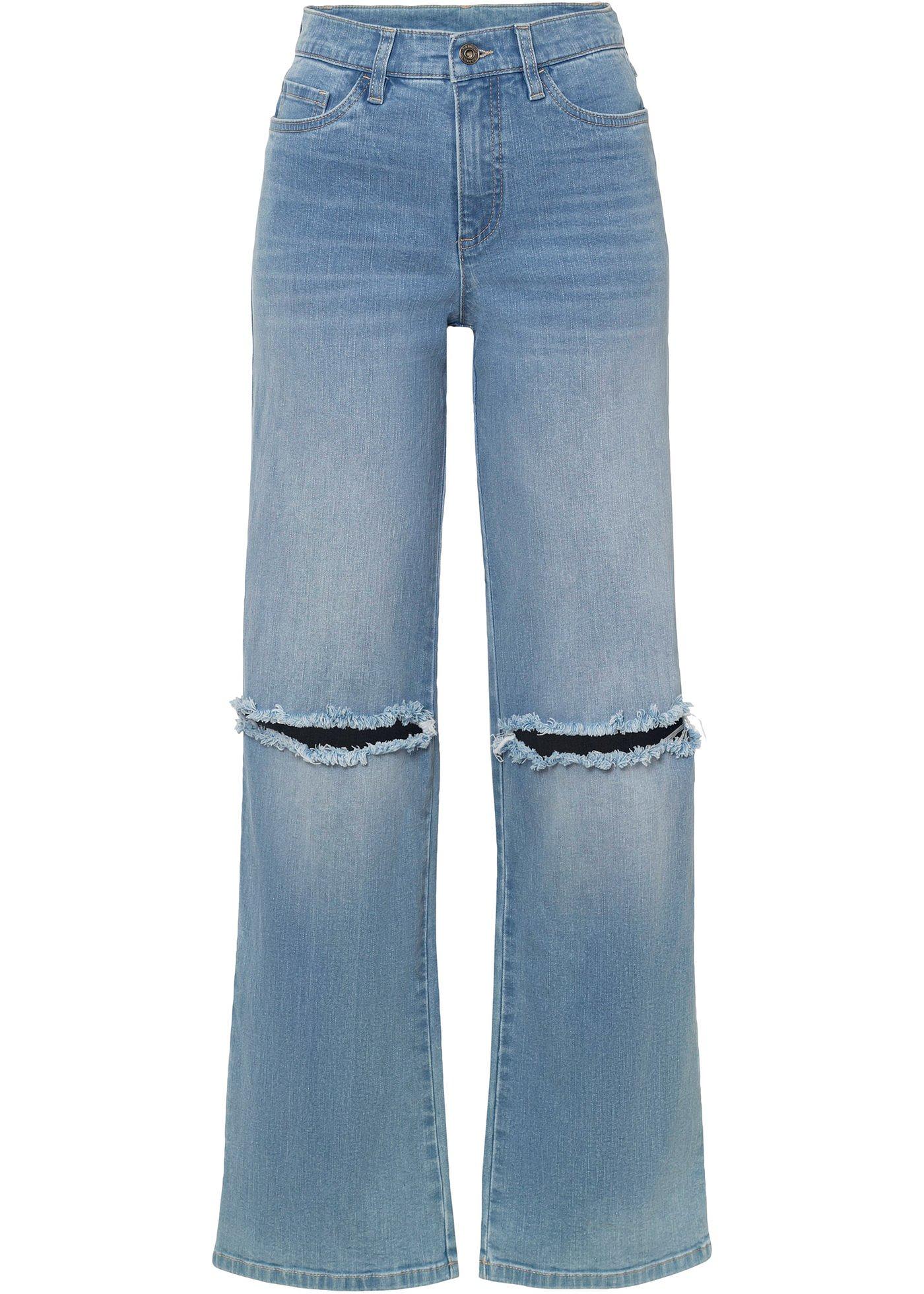 Jean large avec effets destroy en coton bio