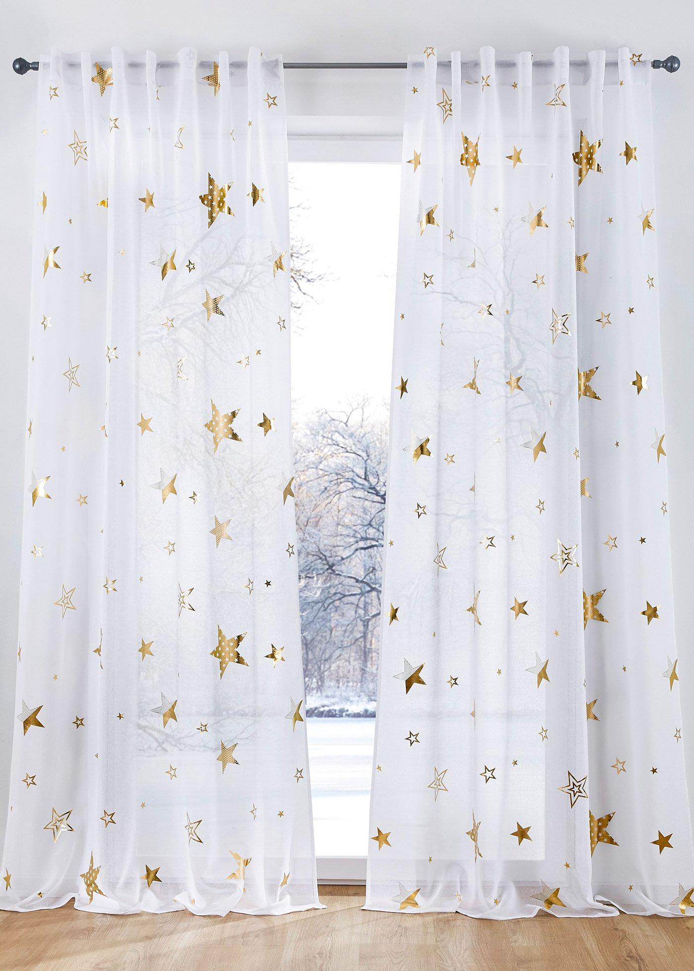 Voilage à imprimé feuille métallisée (1 pce.)