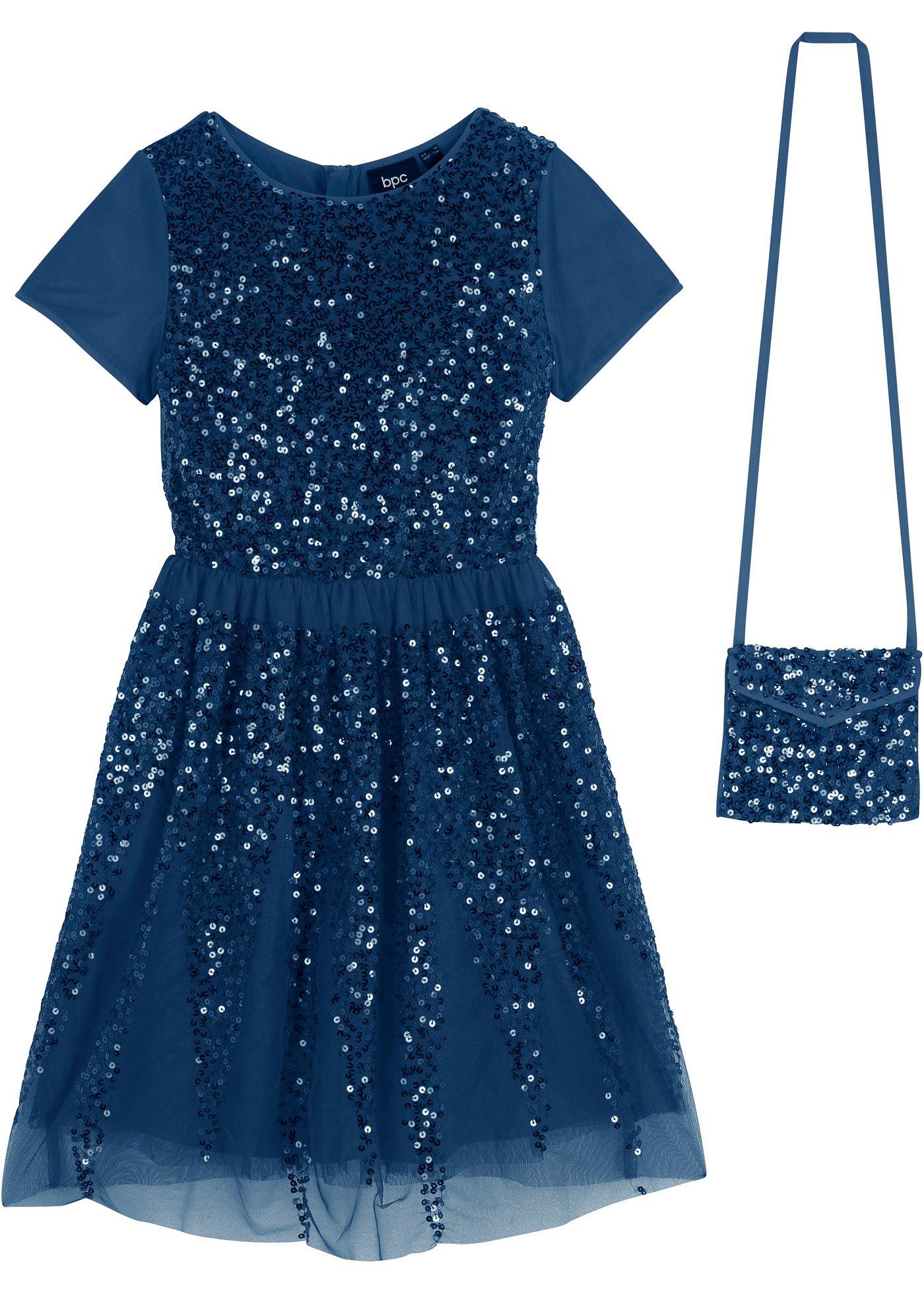 Robe festive fille avec paillettes et sac