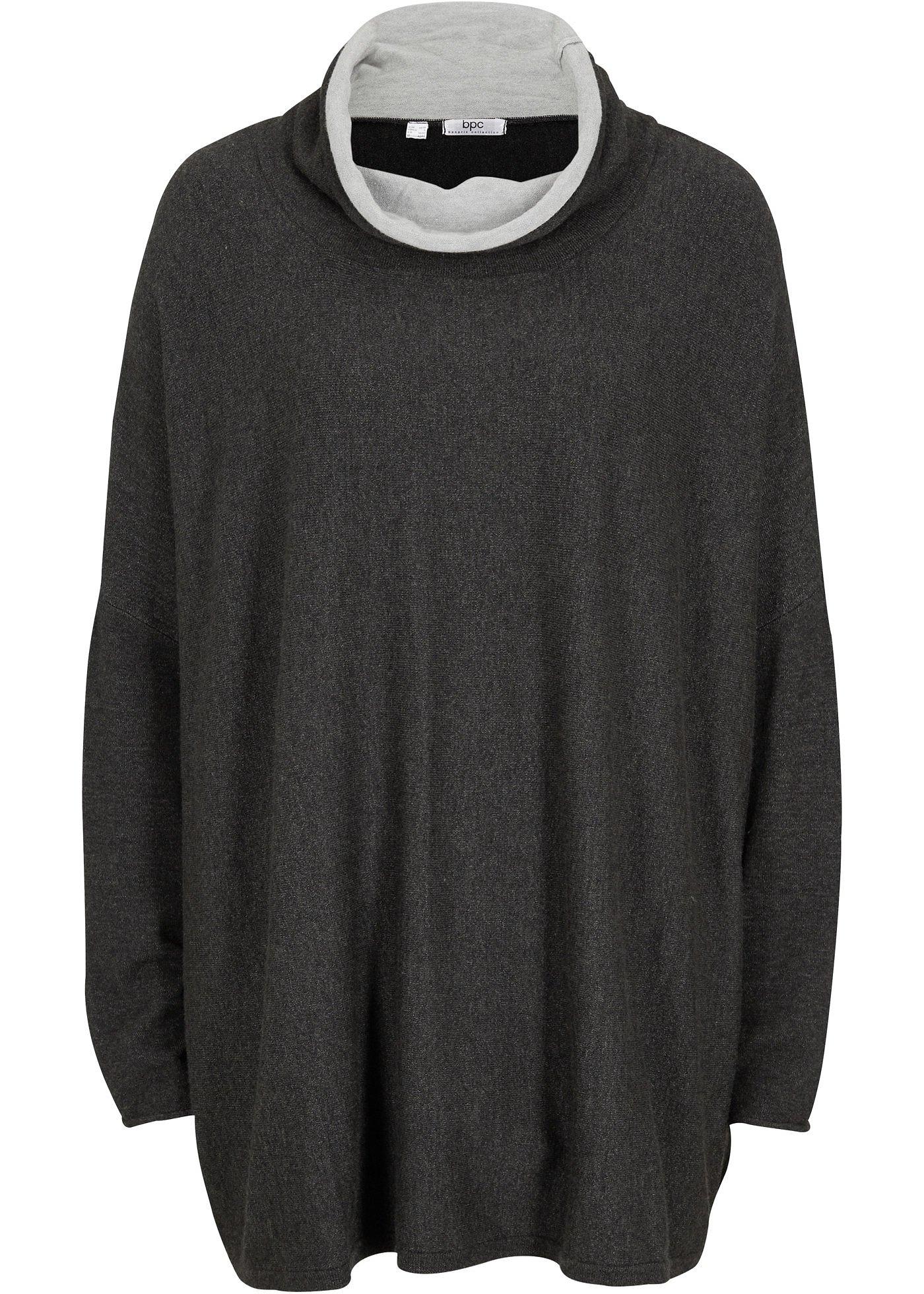 Pull manches chauve-souris à col roulé double